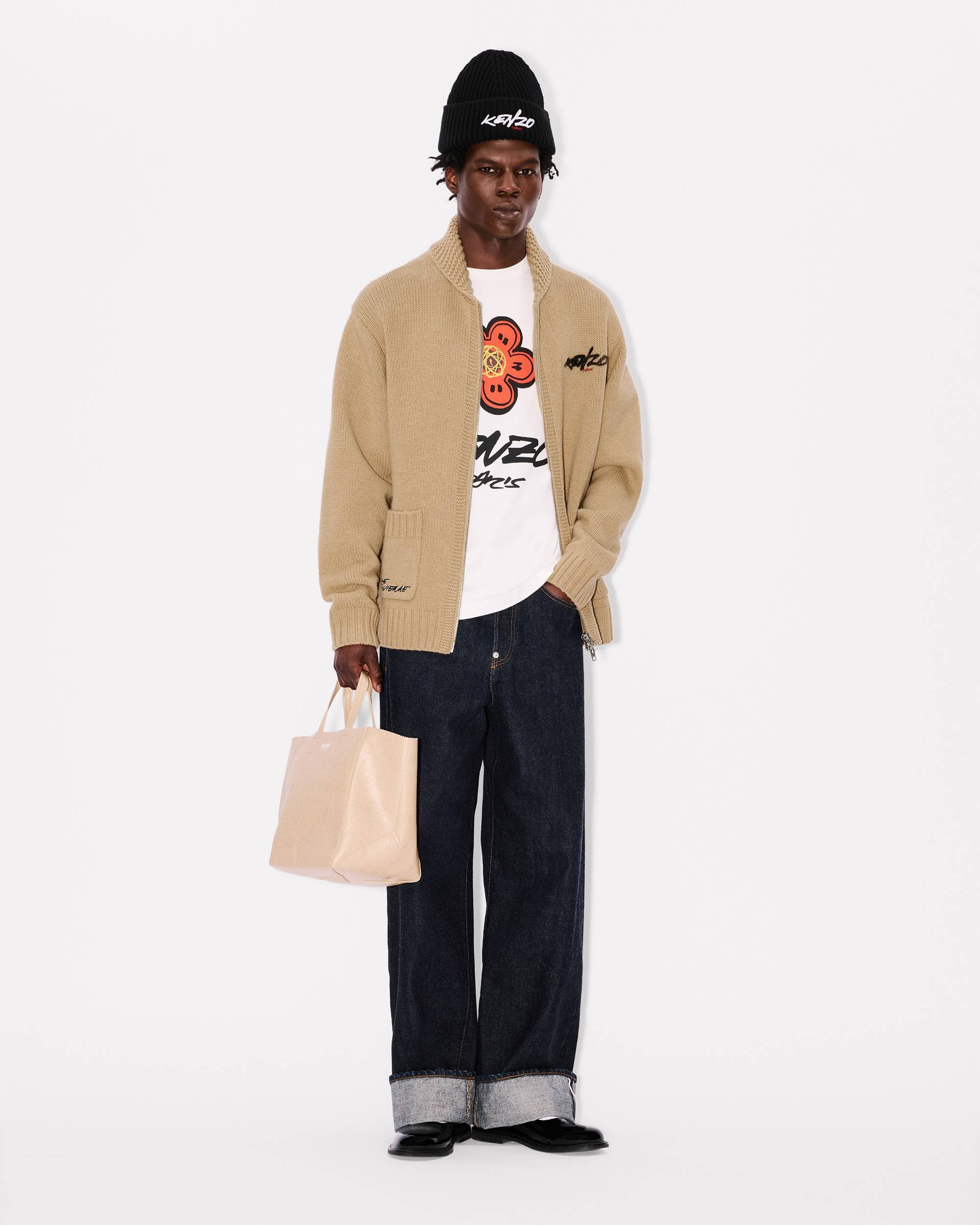 'Kenzo x Futura 2000' zipped knitted cardigan in wool - 5