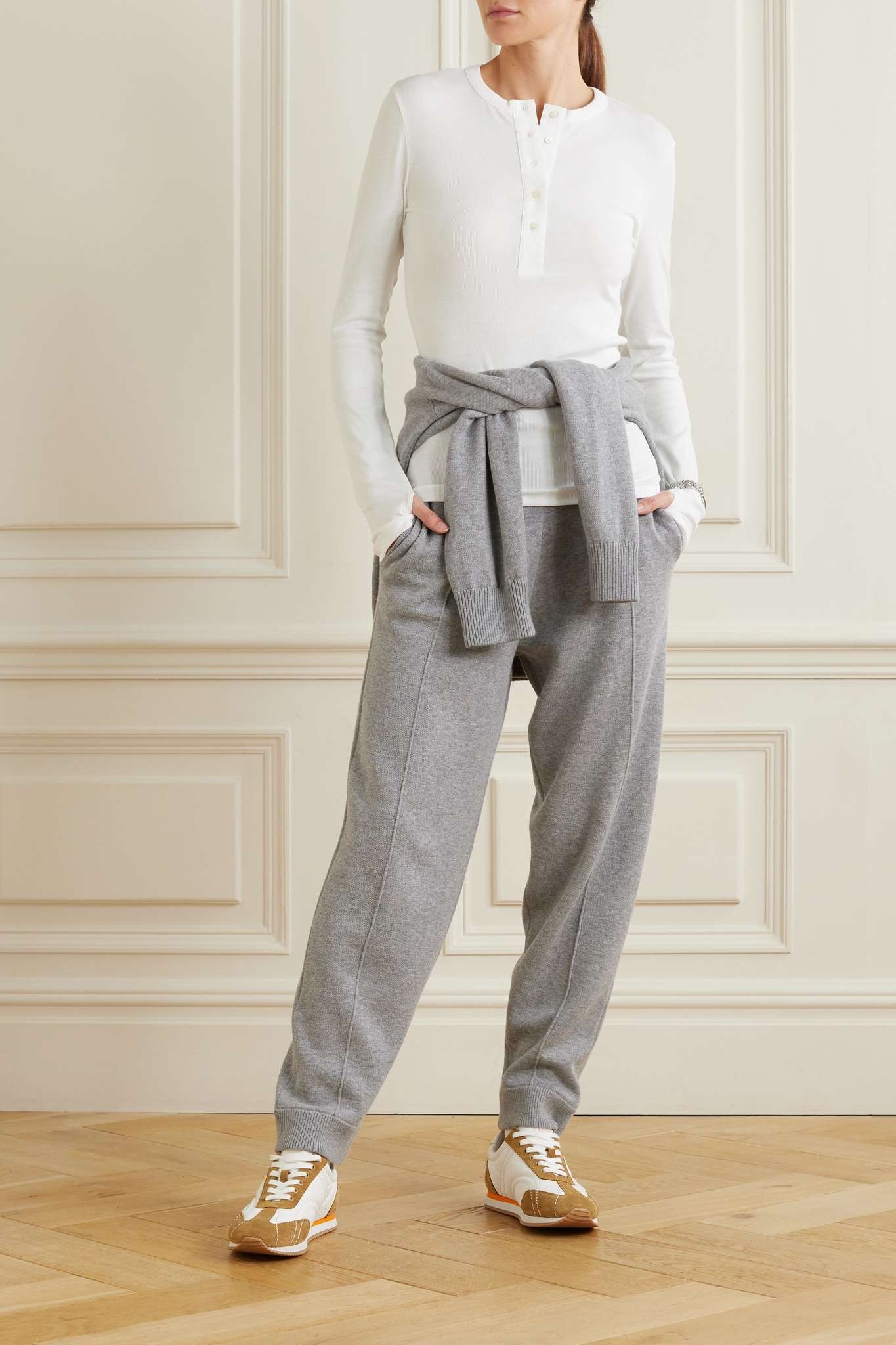 Cotton cashmere sweatpants grey melange – TOTEME