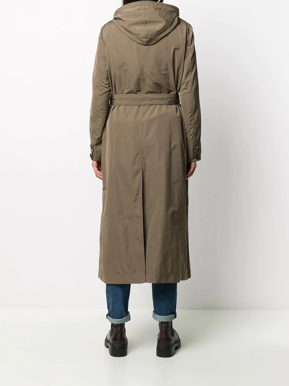 hooded belted trench coat - 4