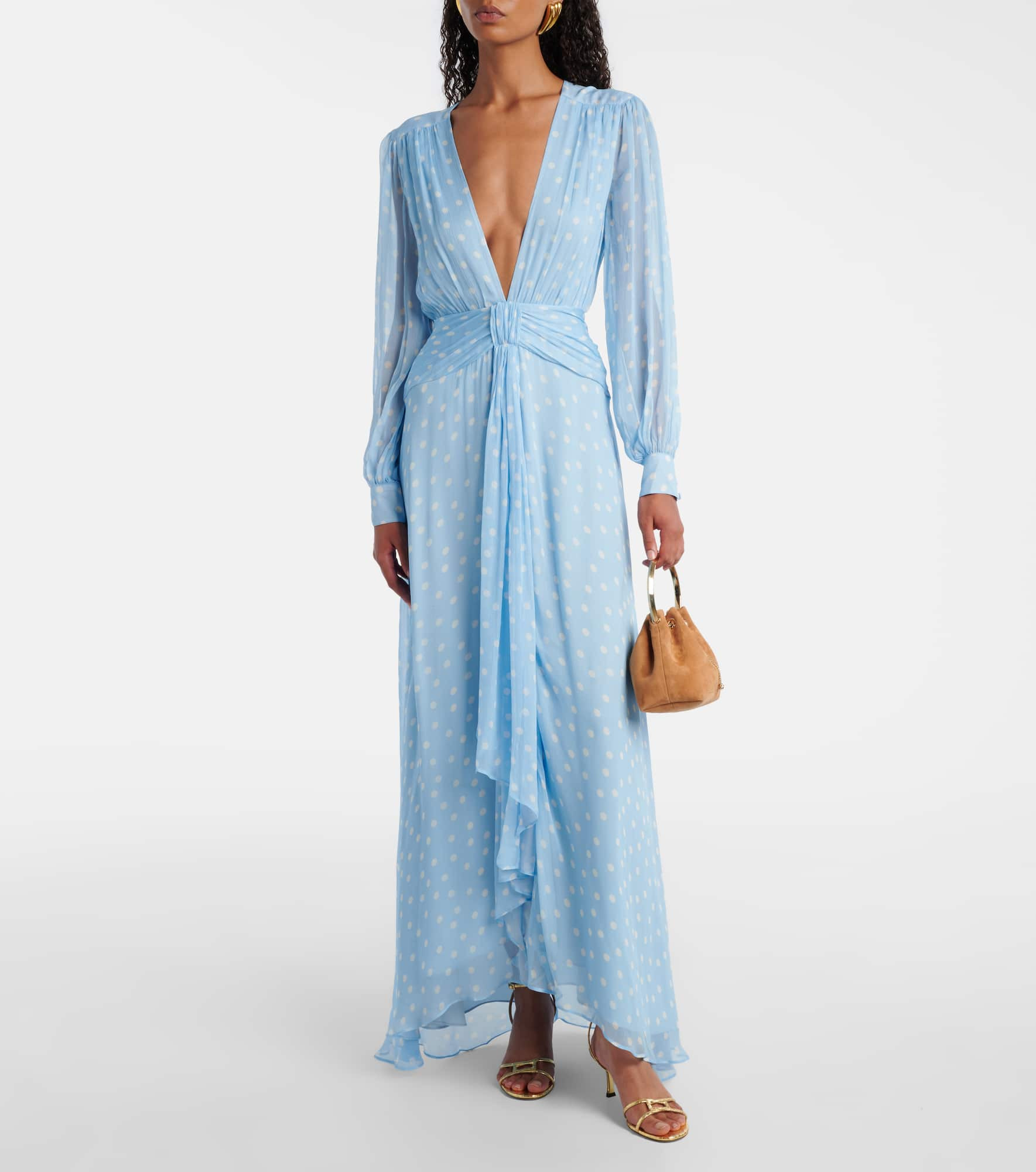 Meera polka-dot shirred gown - 2