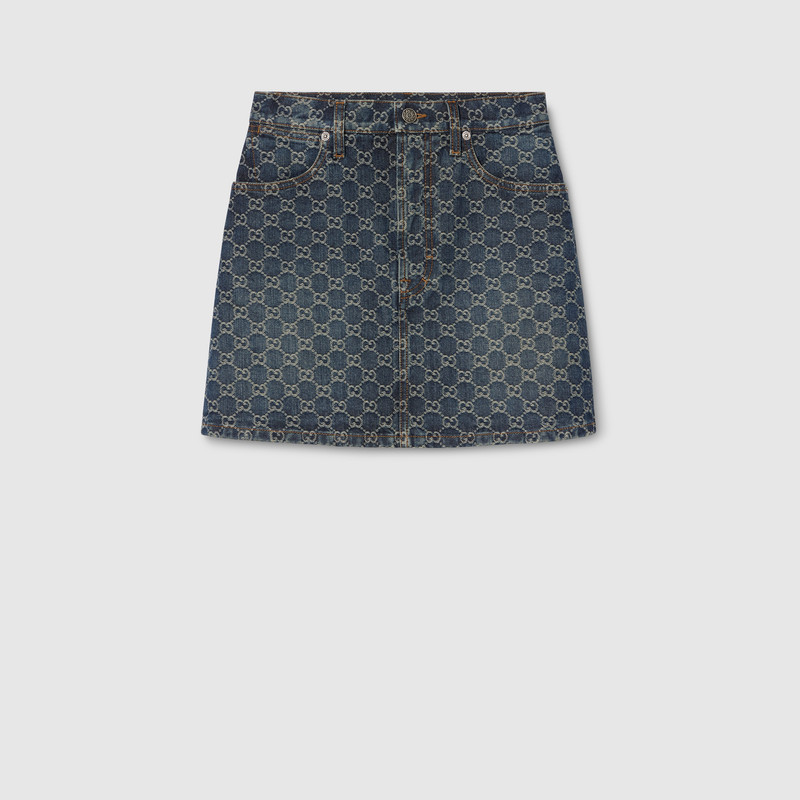 GG cotton denim jacquard mini skirt 1