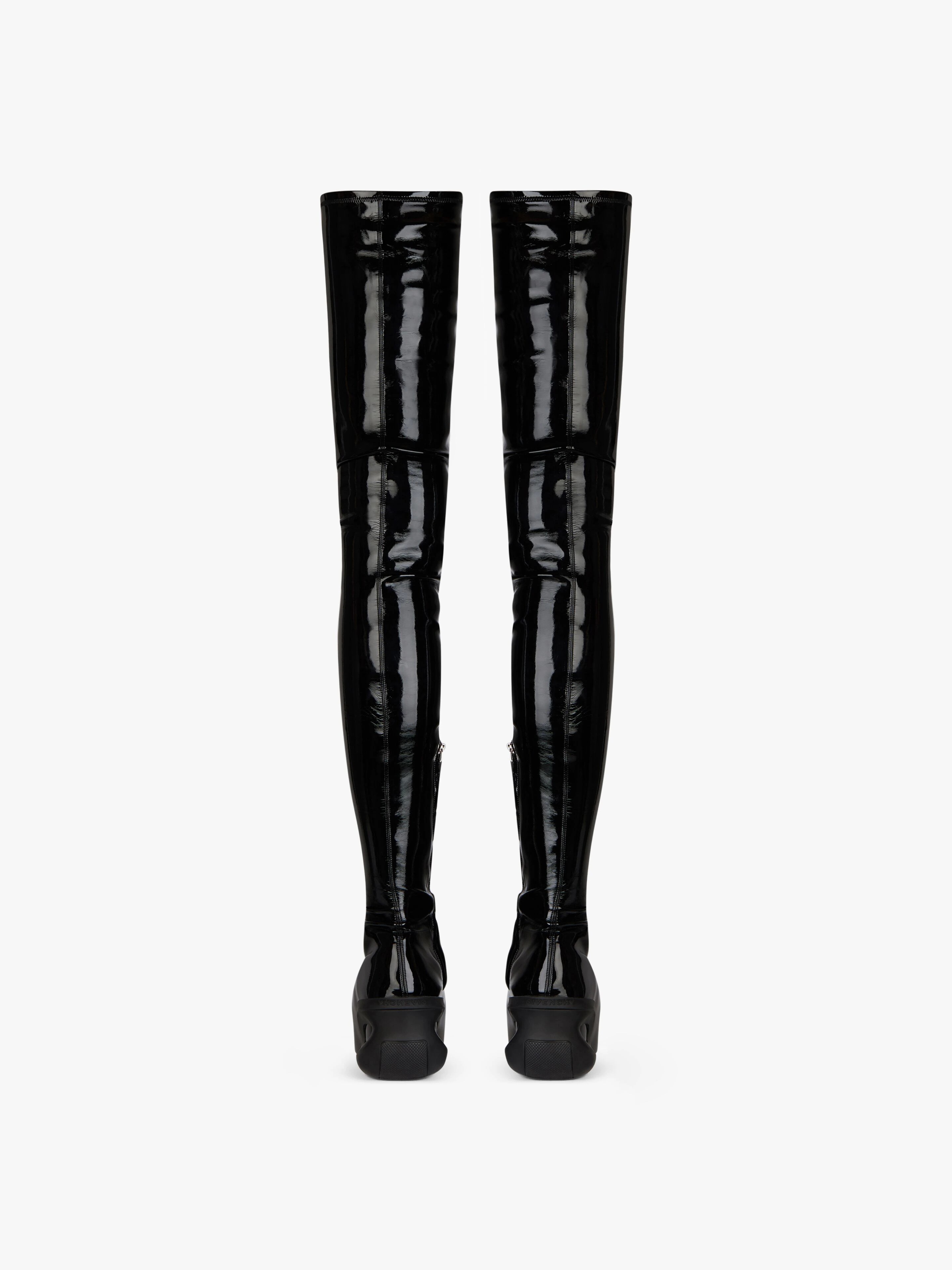 G CLOG THIGH BOOTS IN PATENT LEATHER - 5