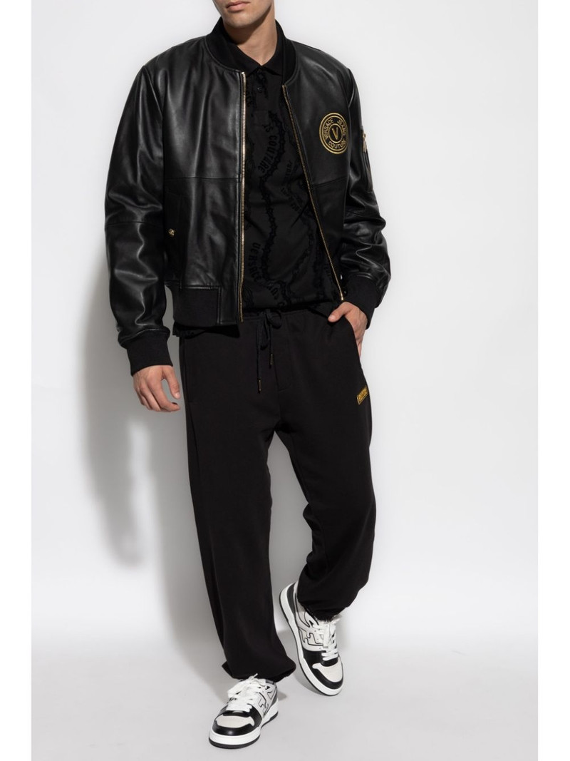 VERSACE JEANS COUTURE V-Emblem leather bomber jacket outlook