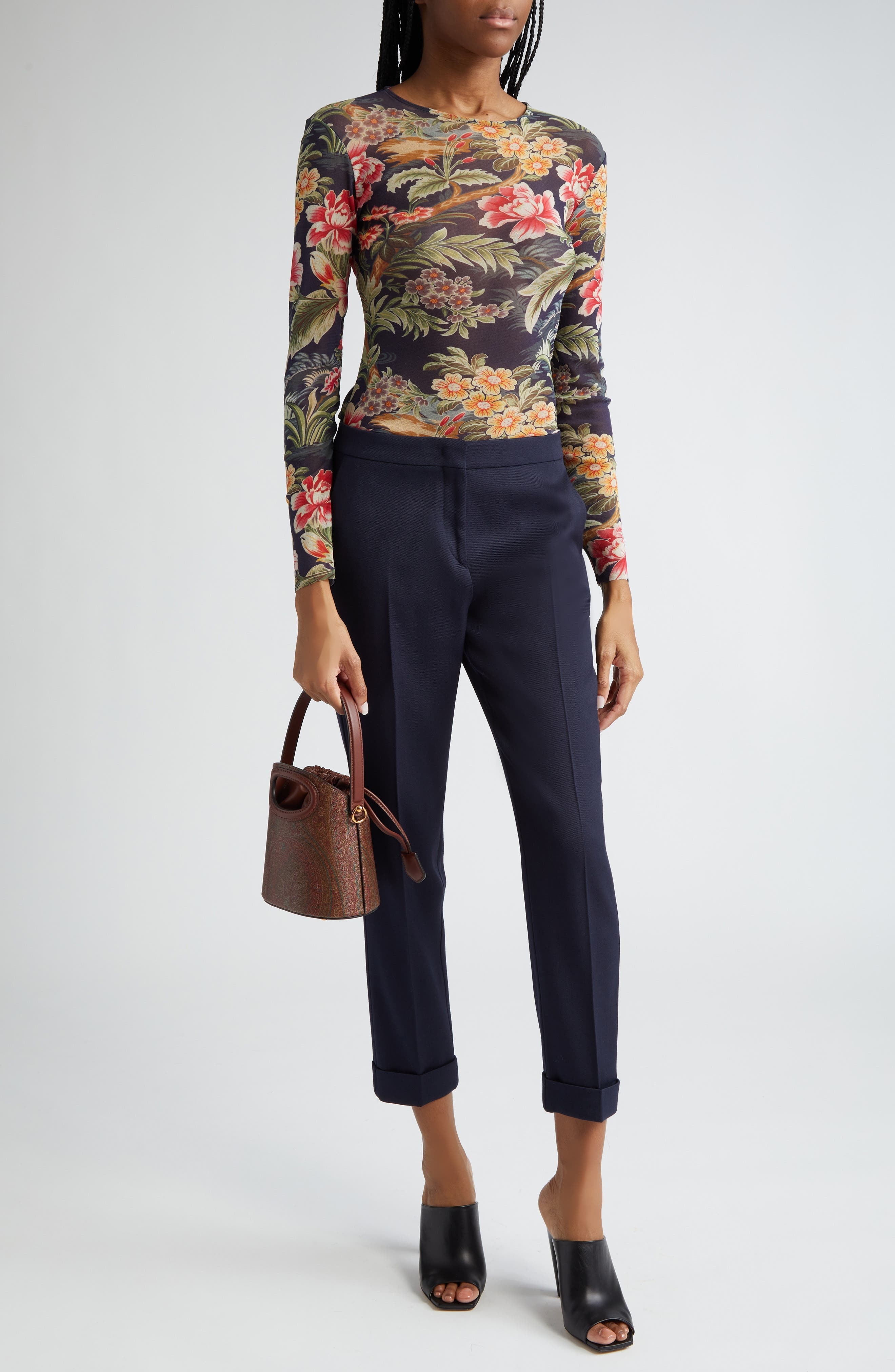 Etro Small Saturno Paisley Bucket Bag in M0019 Brown at Nordstrom - 3