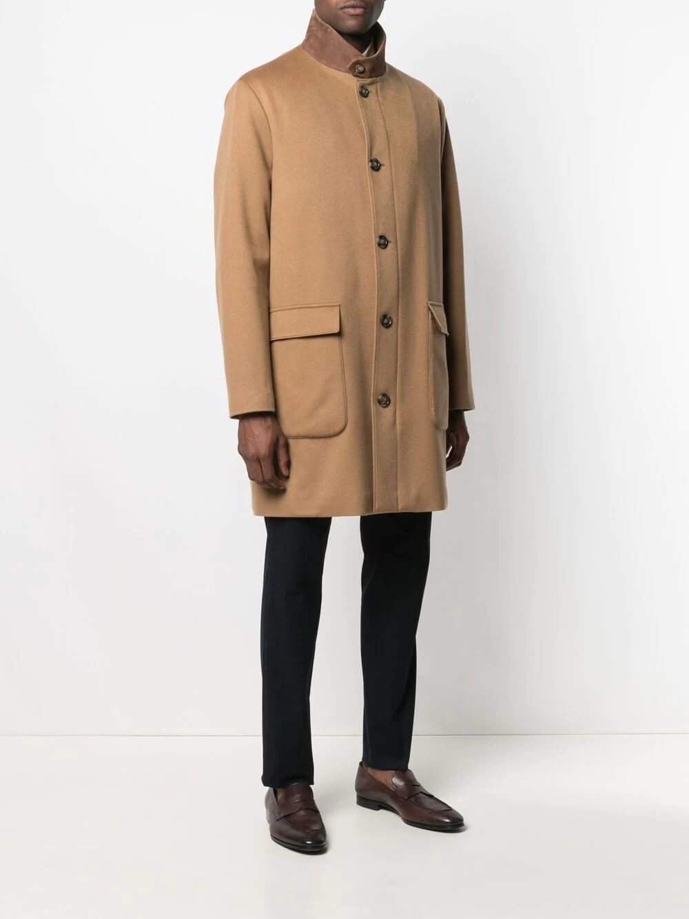 single-breasted mid-length coat - 3