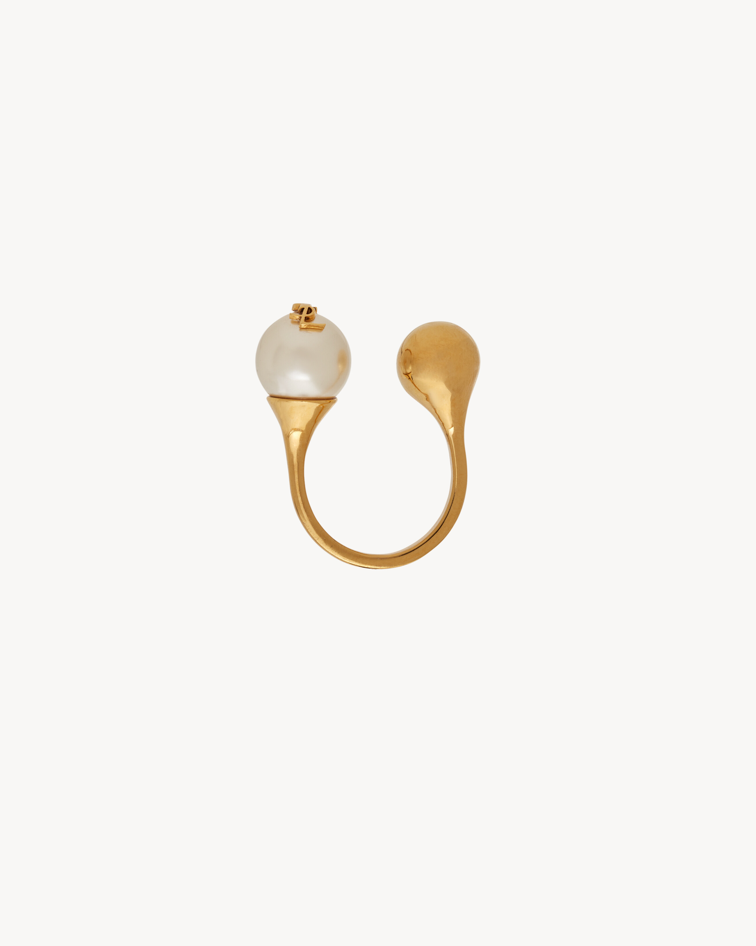 ysl pearl and ball ring in metal - 2