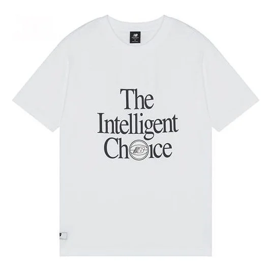 New Balance Men's New Balance Alphabet Printing Sports Round Neck Pullover Short Sleeve White MT1358 - 1