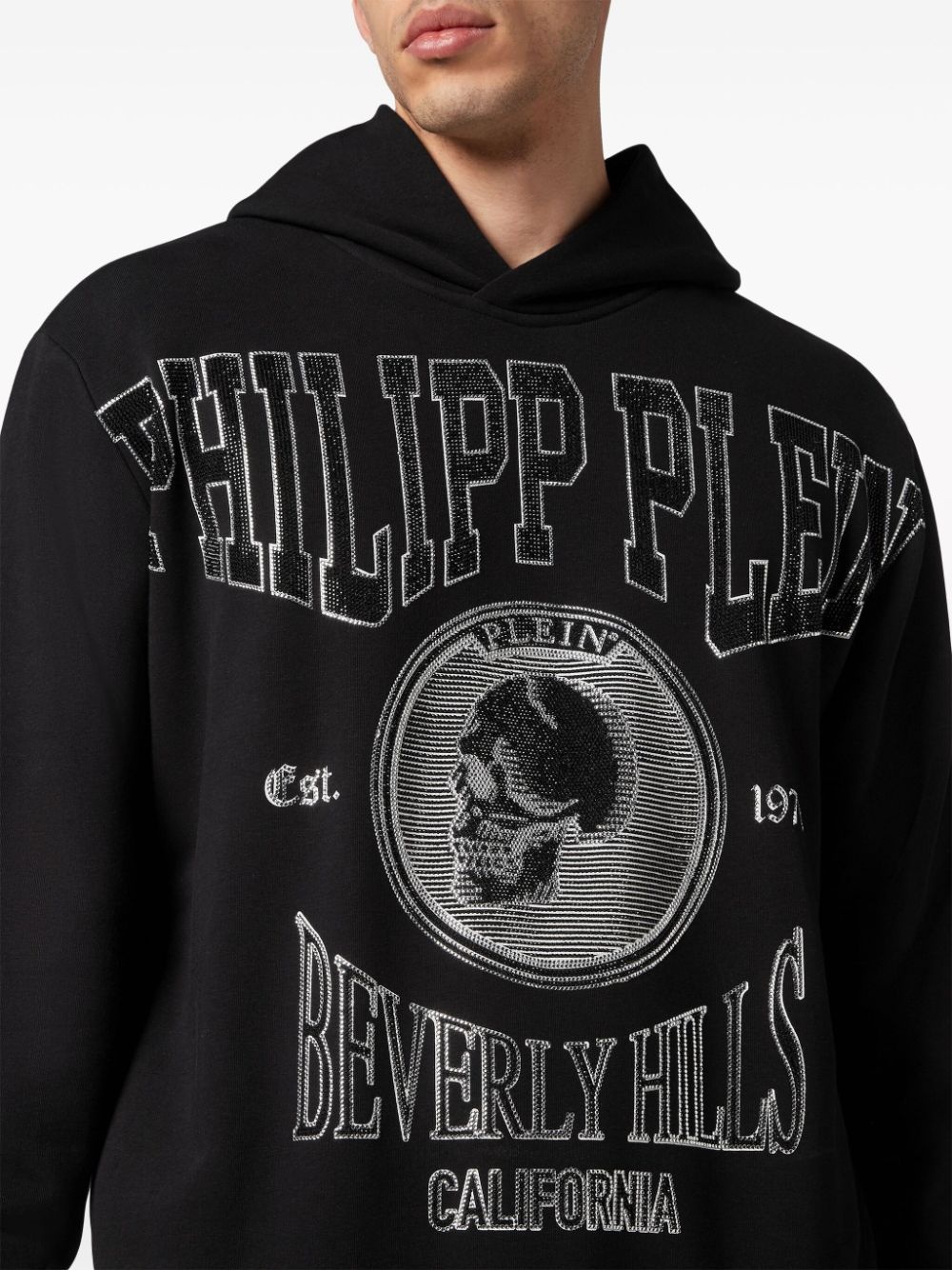 crystal-embellished jersey hoodie - 5