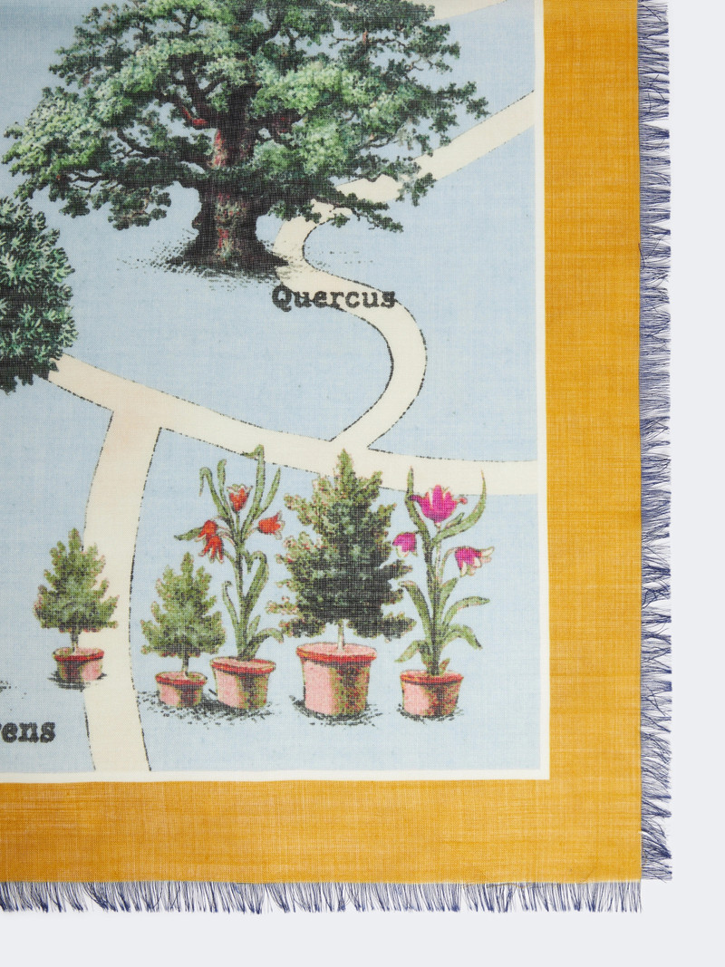 Max Mara Oversized scarf in printed silk and wool - MUSTARD outlook