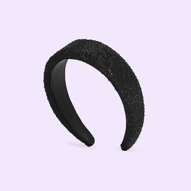 GUCCI GG crystal moiré headband outlook
