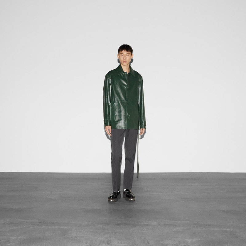 GUCCI Shiny leather trench coat outlook