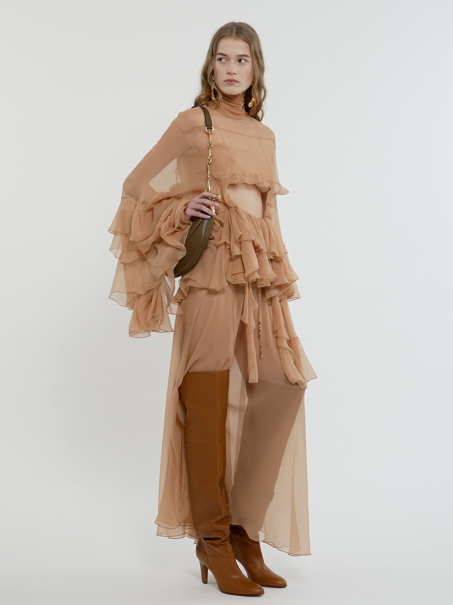FLUID LONG SKIRT IN SILK MOUSSELINE - 5