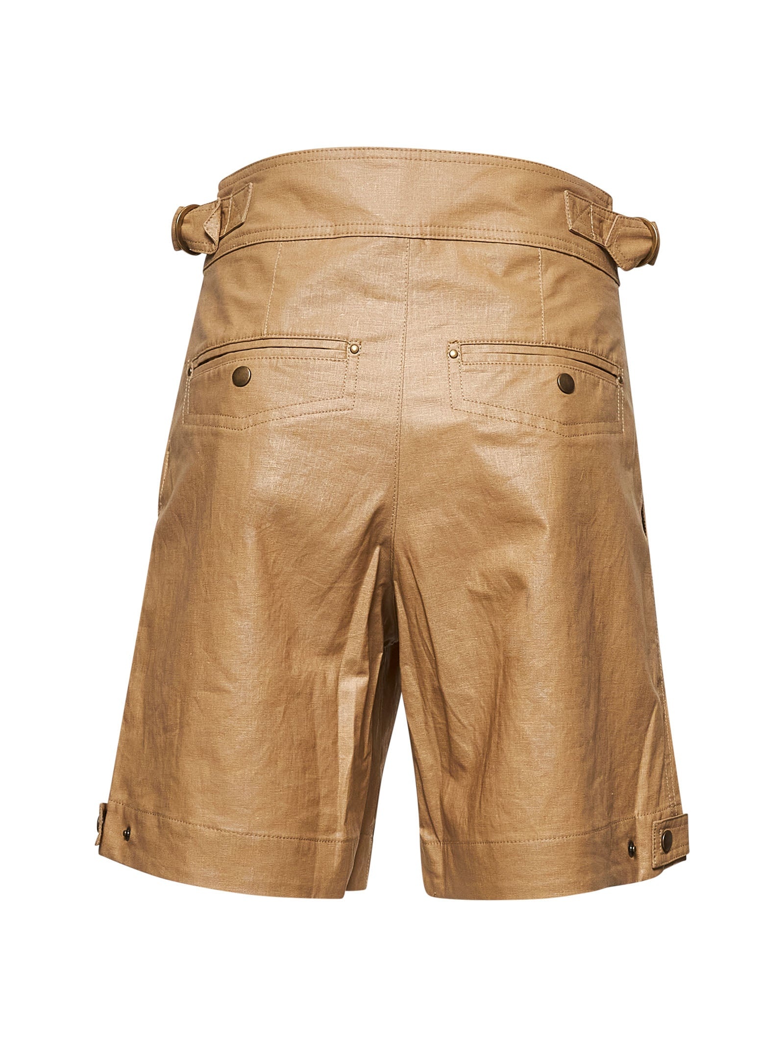 Beige waxed linen blend Felize shorts - 2