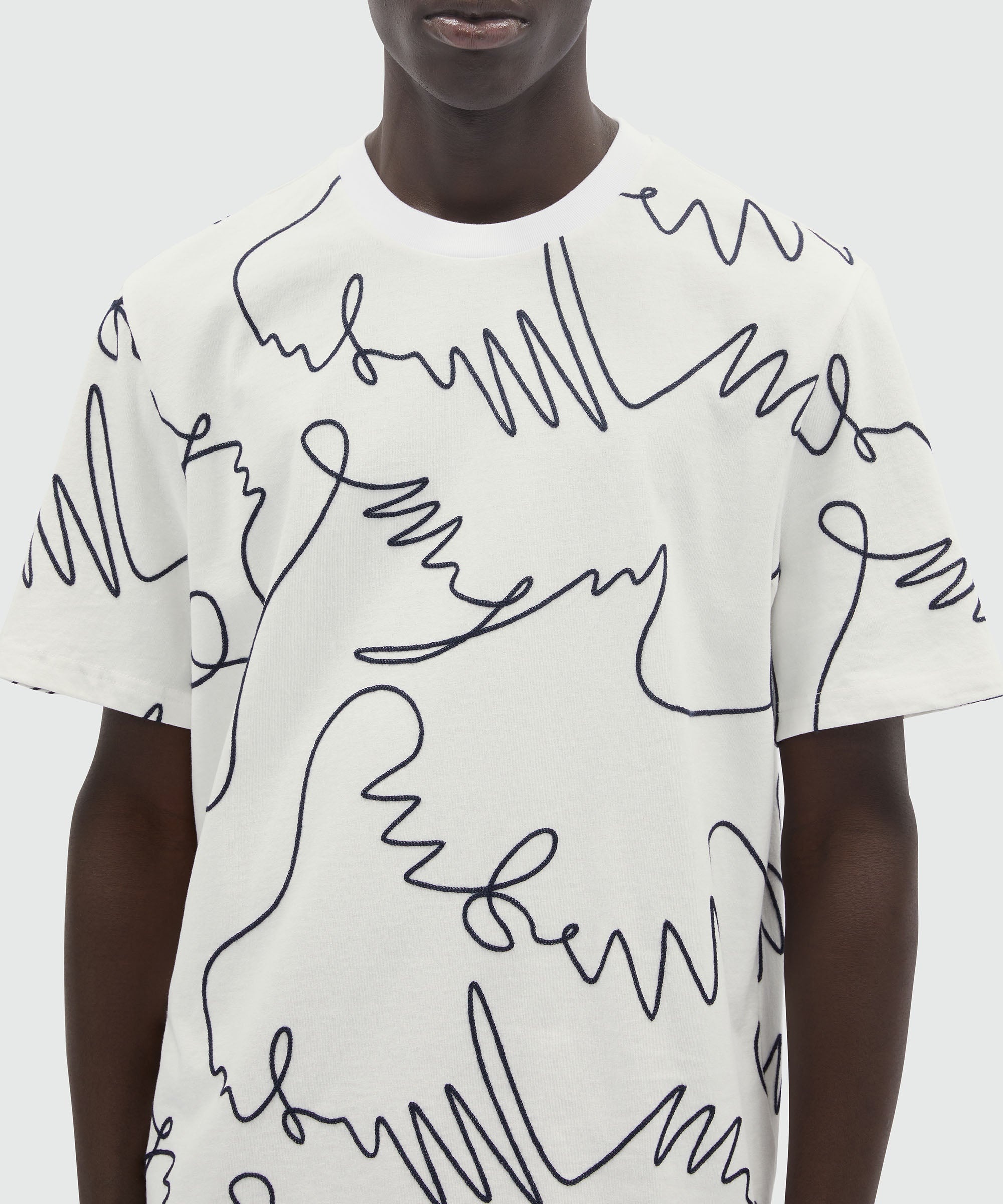 White jersey T-Shirt with logo embroidery - 5