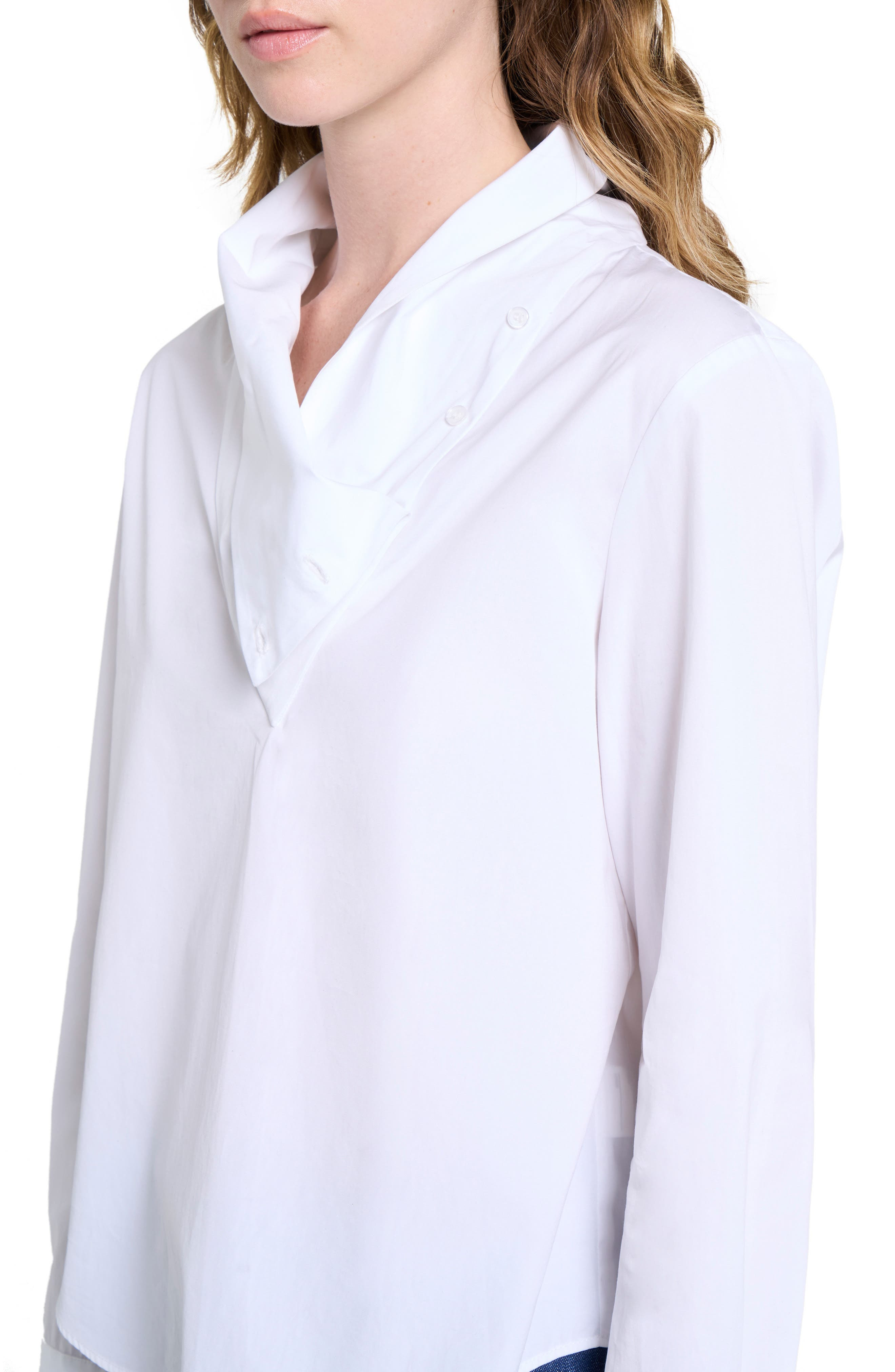 TWP My Maria Drape Neck Pullover Shirt in White at Nordstrom - 4