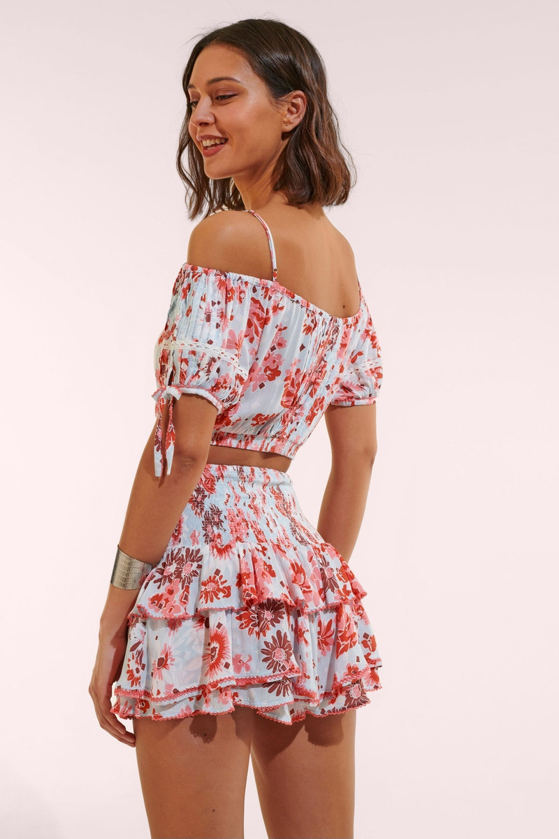 Poupette St Barth Mini Skirt Alizee - Blue 90'S outlook