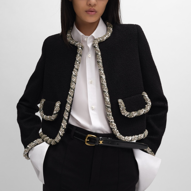 CELINE embroidered icone jacket IN wool natté outlook