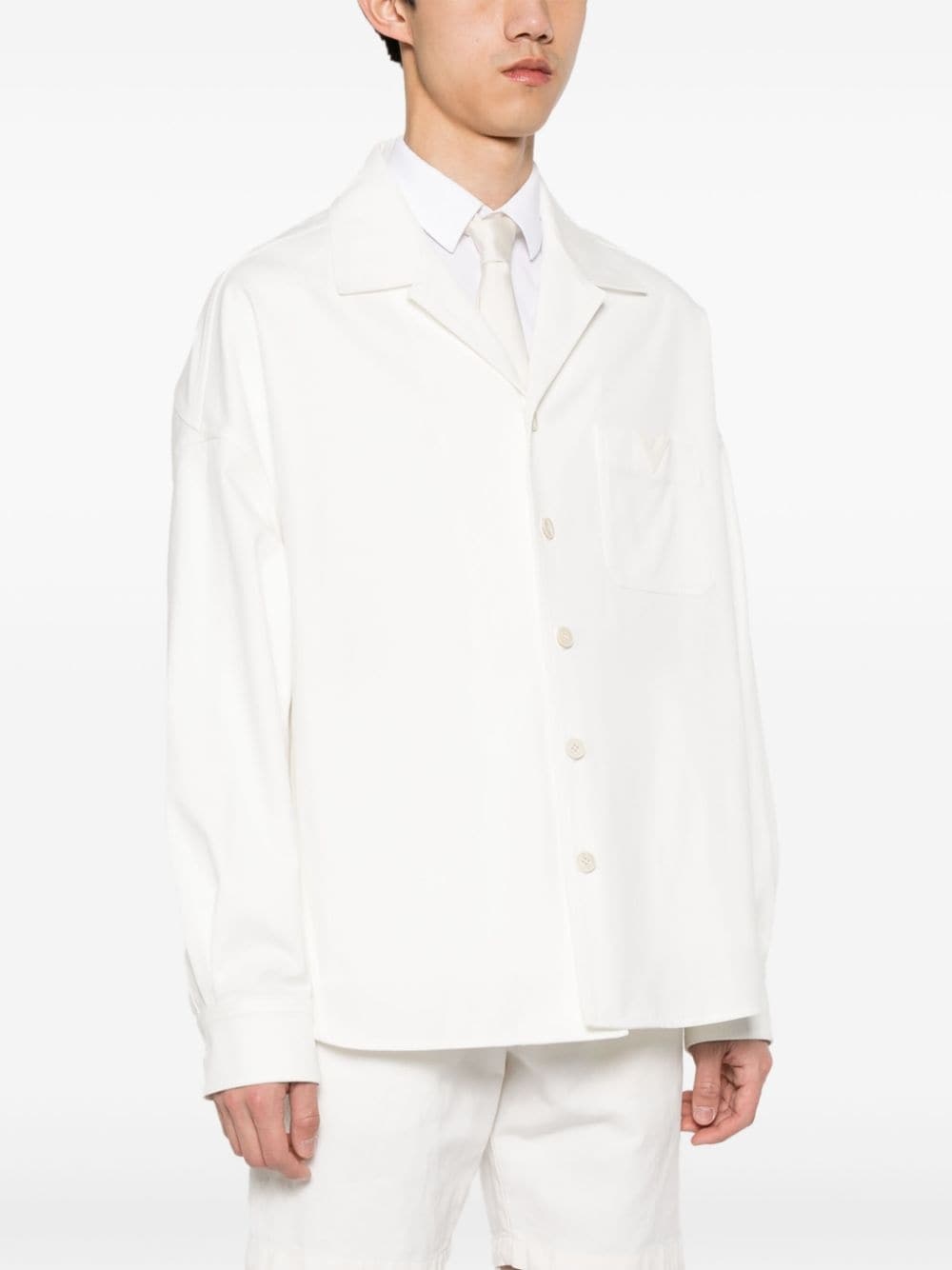 rubberized-logo canvas shirt jacket - 3