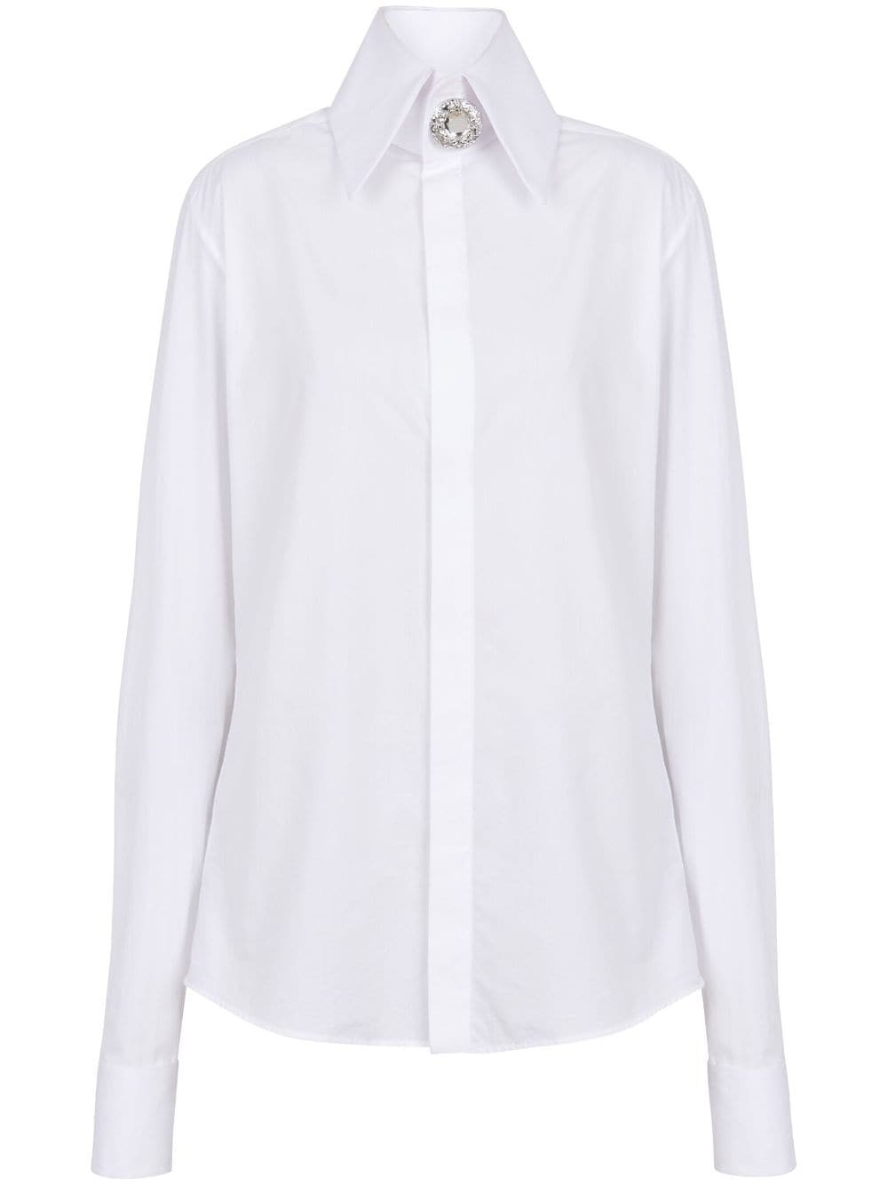 jewel-embellished cotton-poplin shirt - 1
