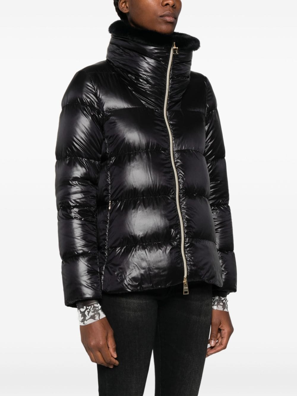 faux-fur collar puffer jacket - 3