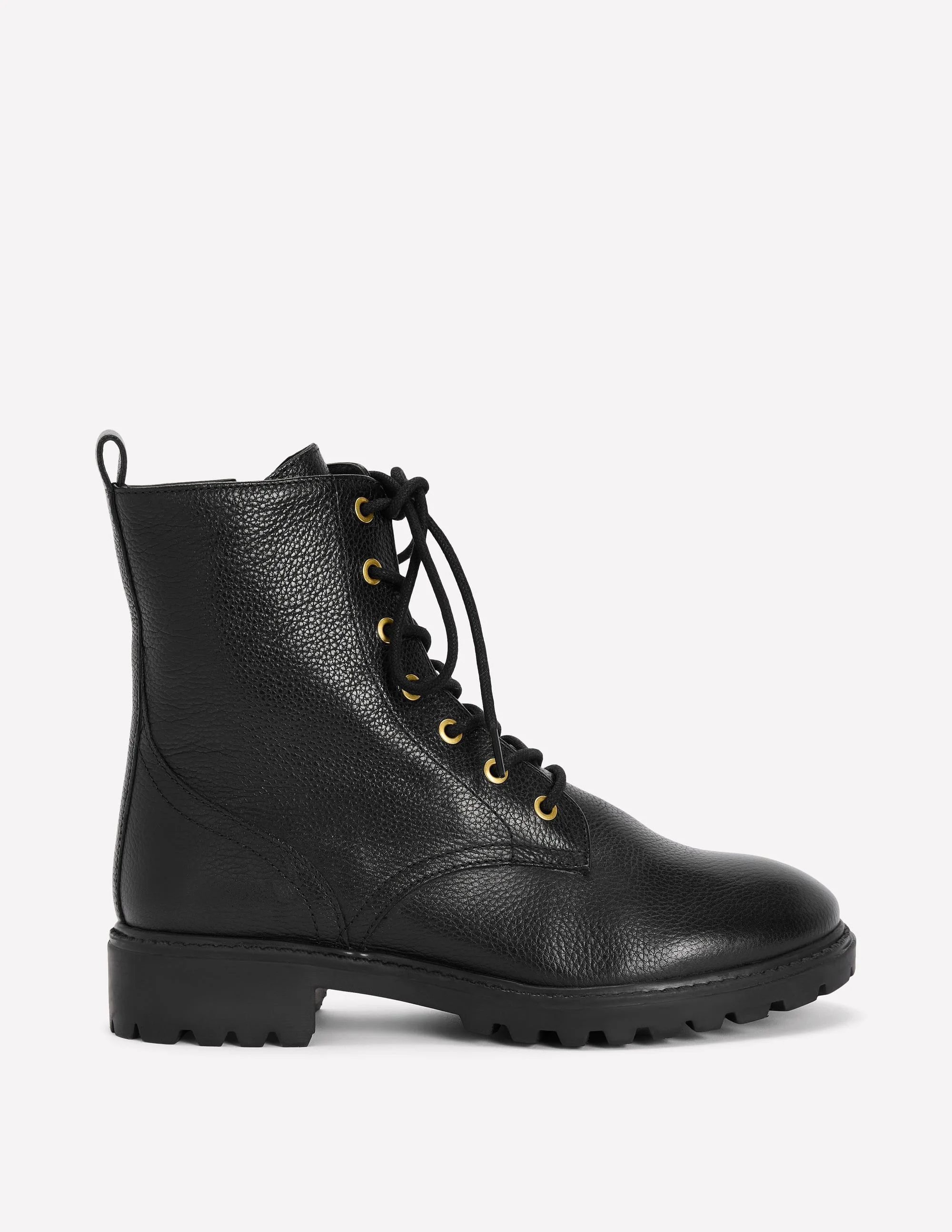 Alex Lace Up Ankle Boots-Black Tumbled Leather - 1