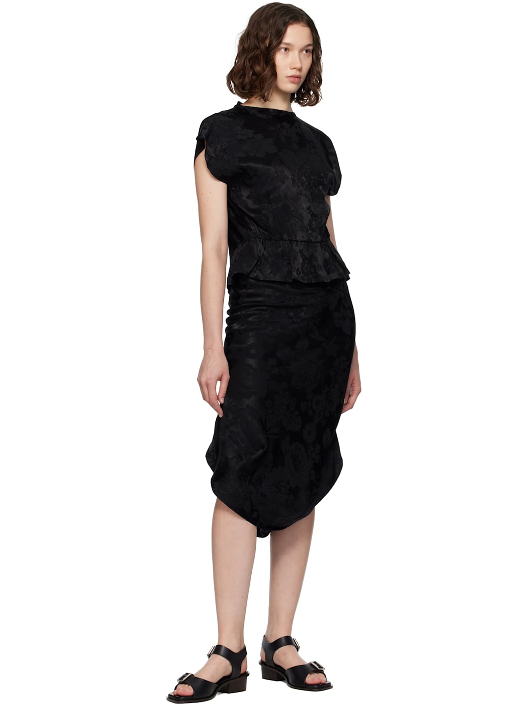 Black Floral Midi Skirt - 4