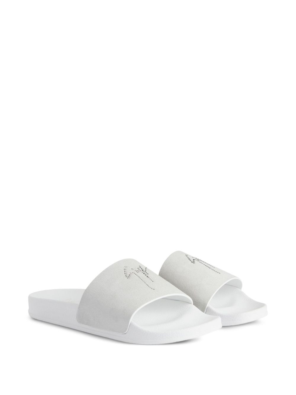 Brett crystal-embellished leather slides - 2