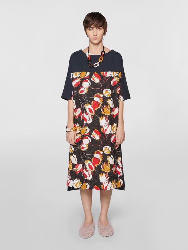 ORGANIC COTTON JERSEY DRESS WITH CONTRAST BOW - 2