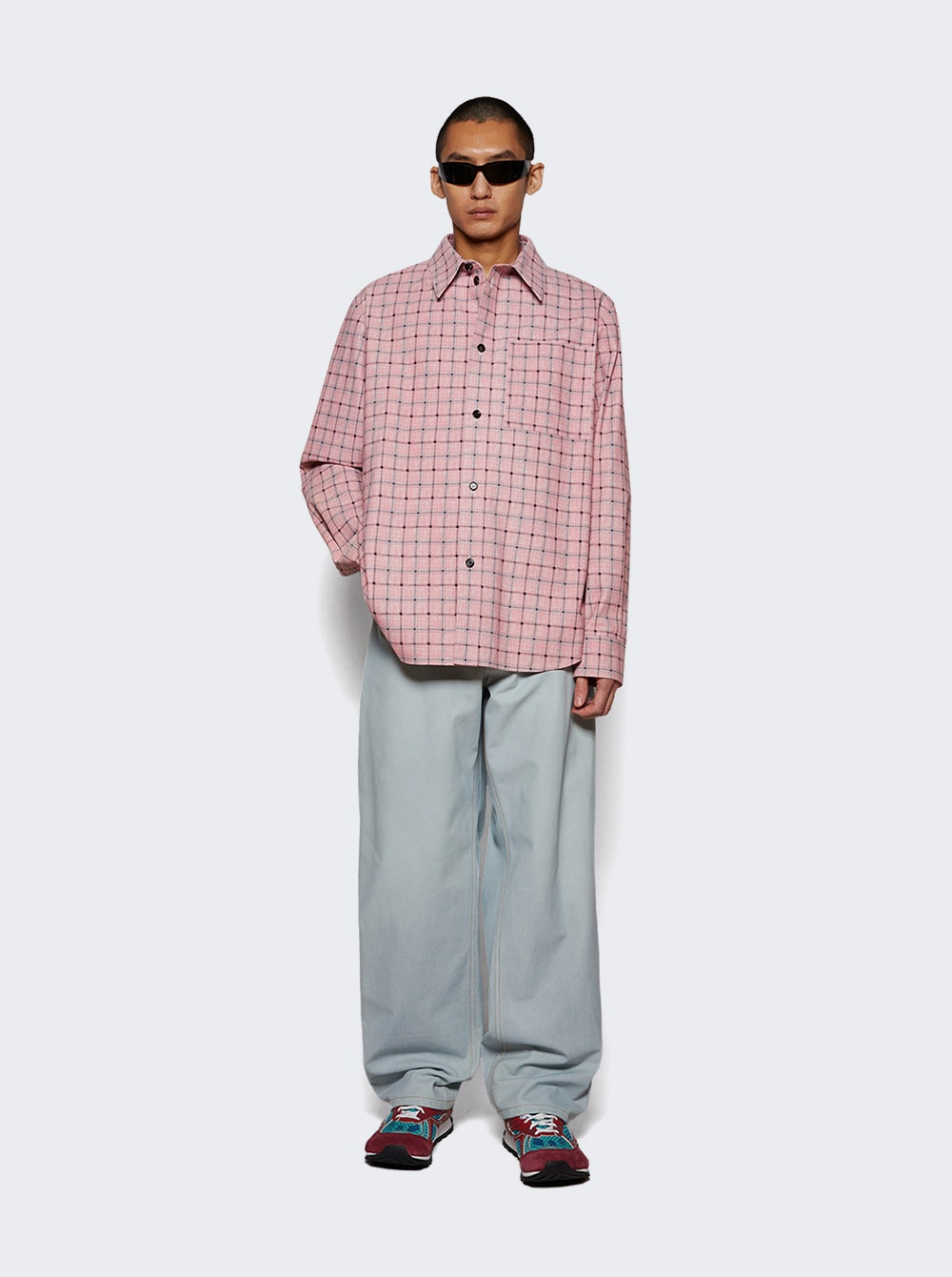 Long Sleeve Shirt Pale Pink And Grey - 5