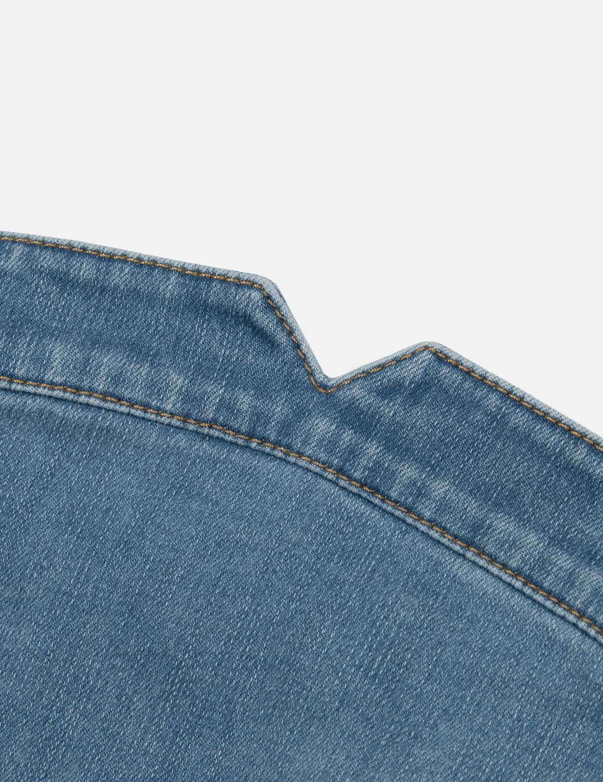 LOGO EMBROIDERY WASHED FASHION FIT DENIM VEST - 7