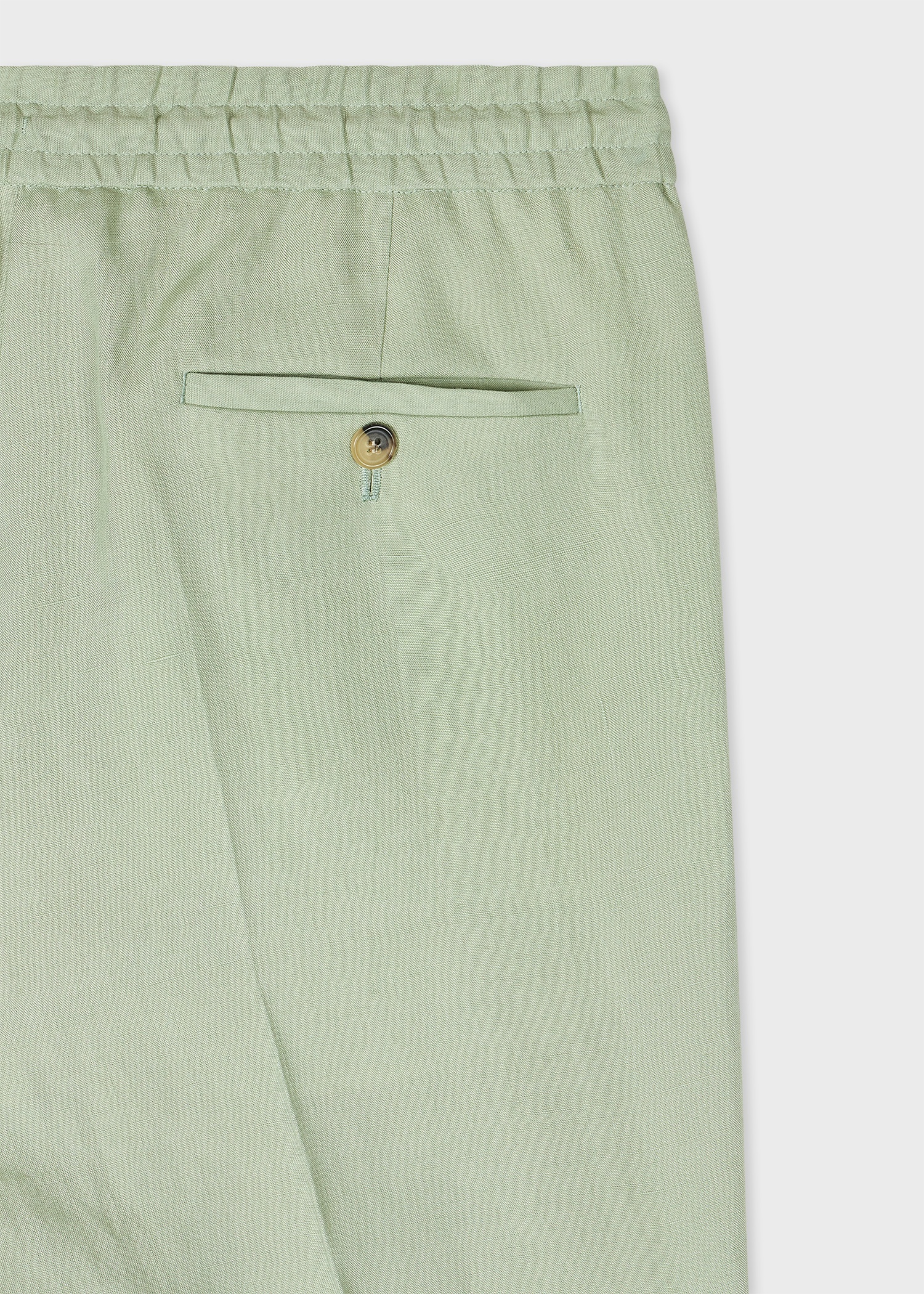 Light Green Linen Drawstring Trousers - 2