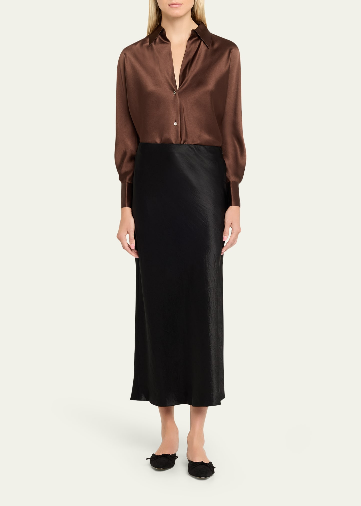 Bias Silk Long-Sleeve Blouse - 2