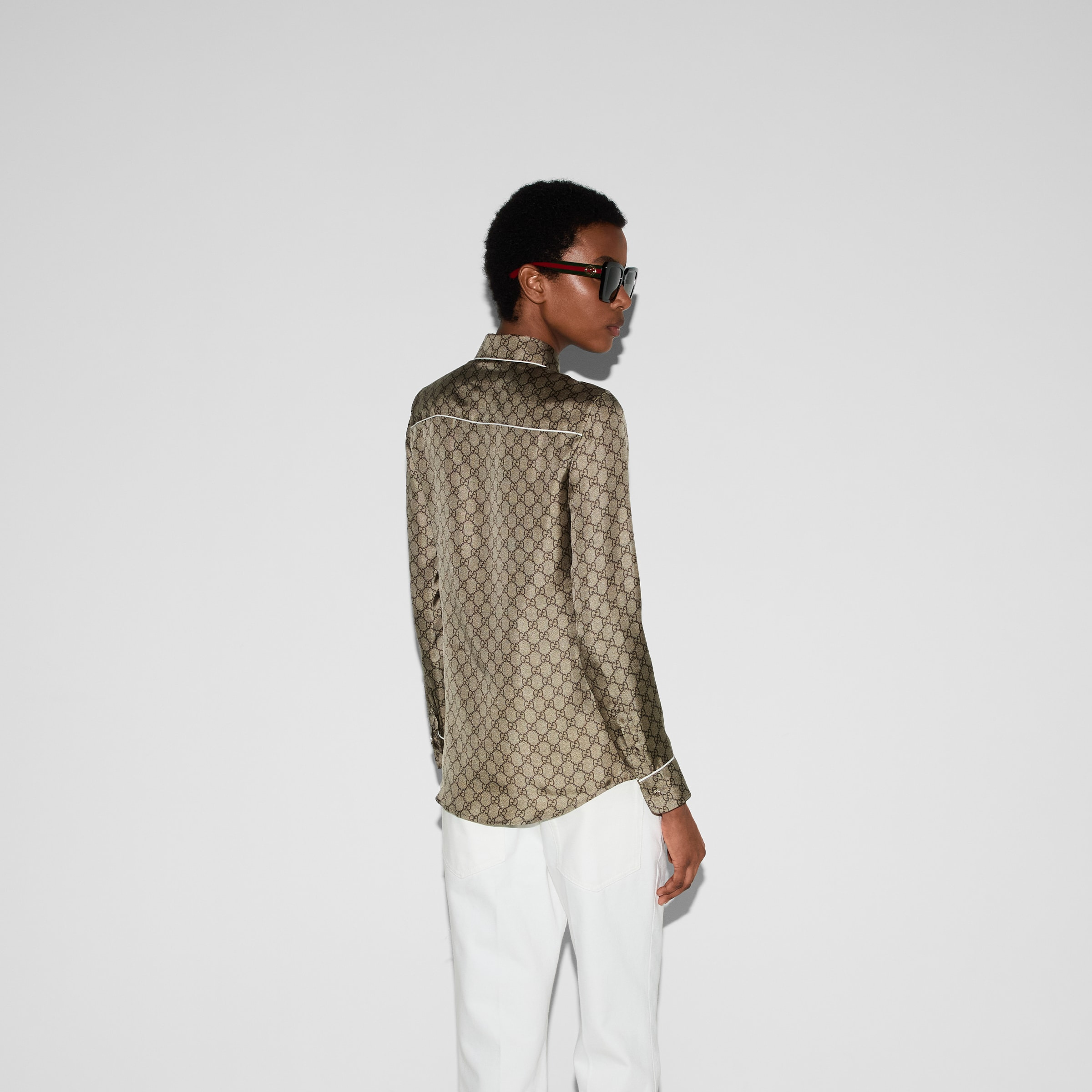 Printed silk twill shirt - 4