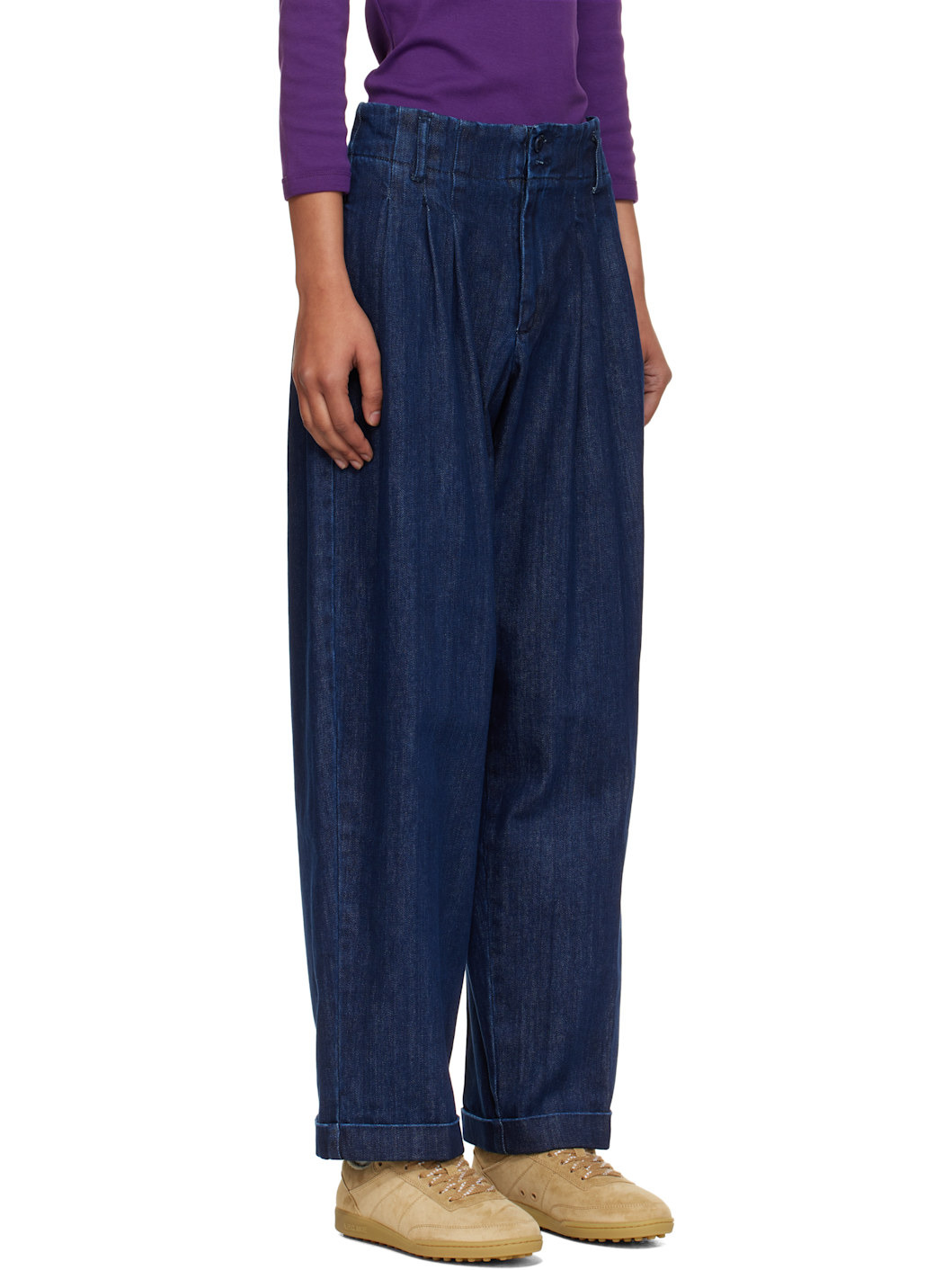 Navy Earth Keaton Denim Trousers - 2