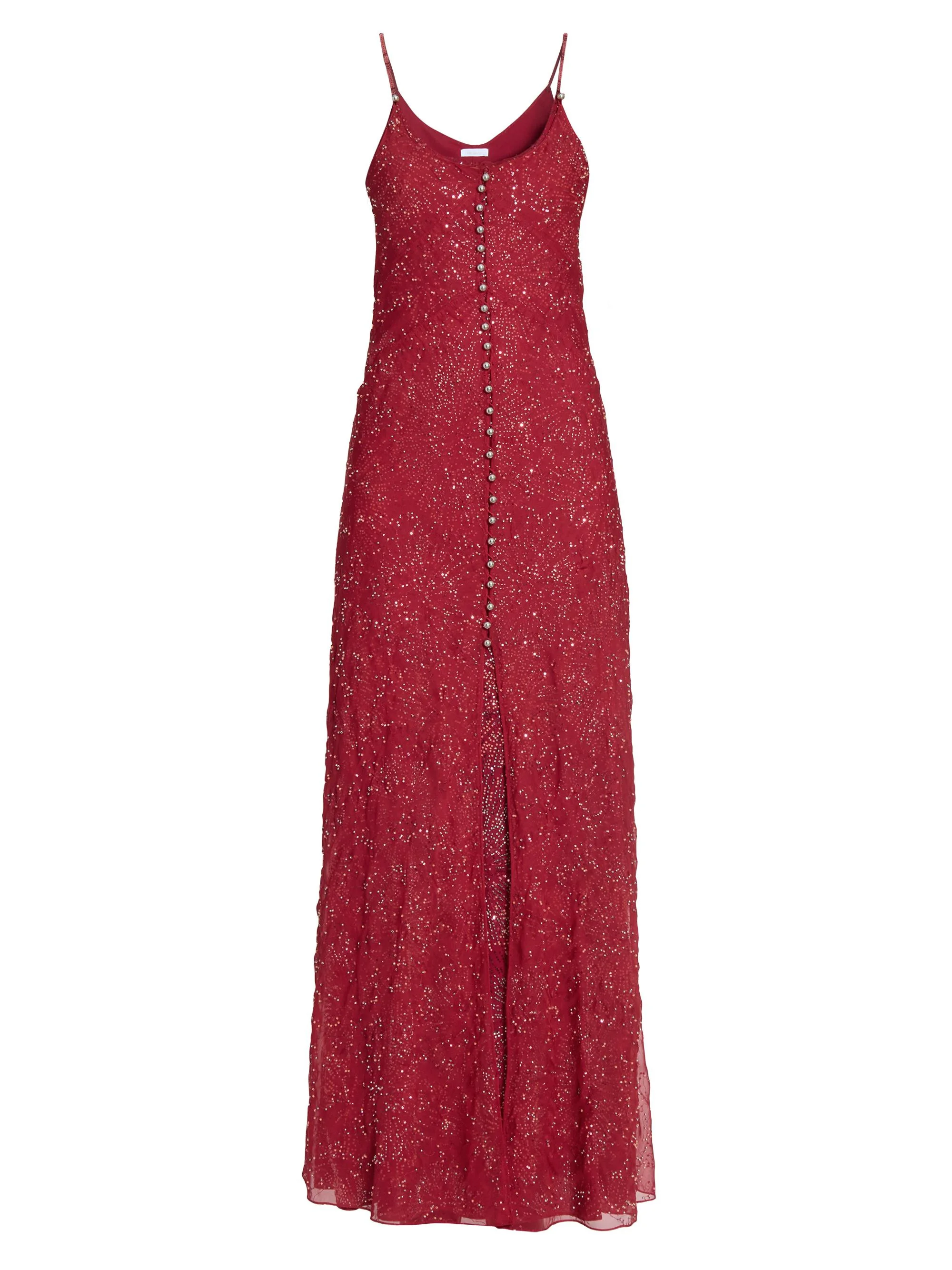 Women's Sequined Layered Maxi Dress - Red Wine - 1