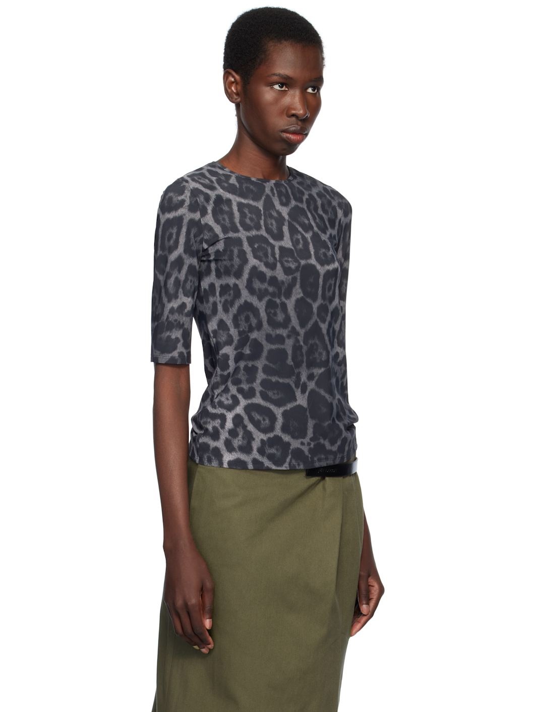 Gray Leopard Print T-shirt - 2