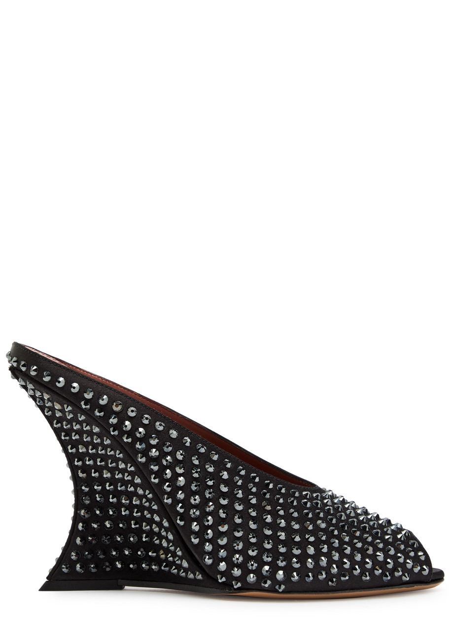 Paris Texas Nina 105 Embellished Satin Mules - 1