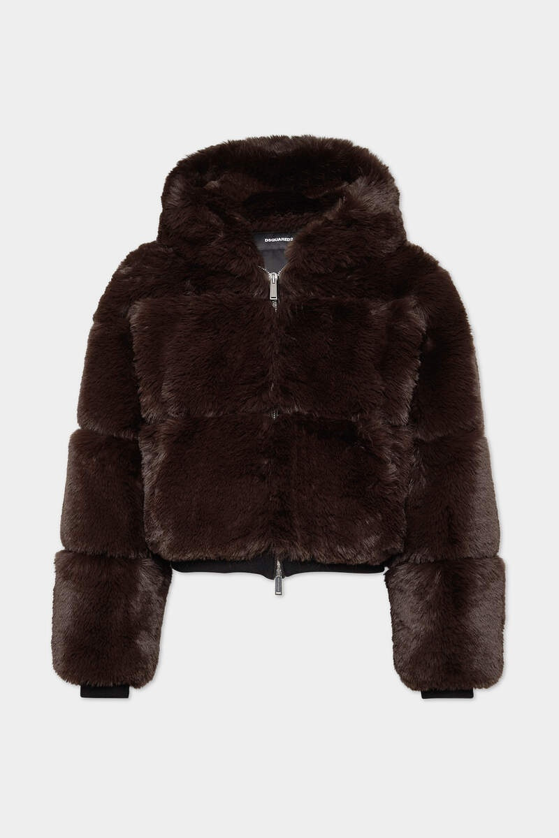 FAUX FUR HOODIE BOMBER JACKET 1