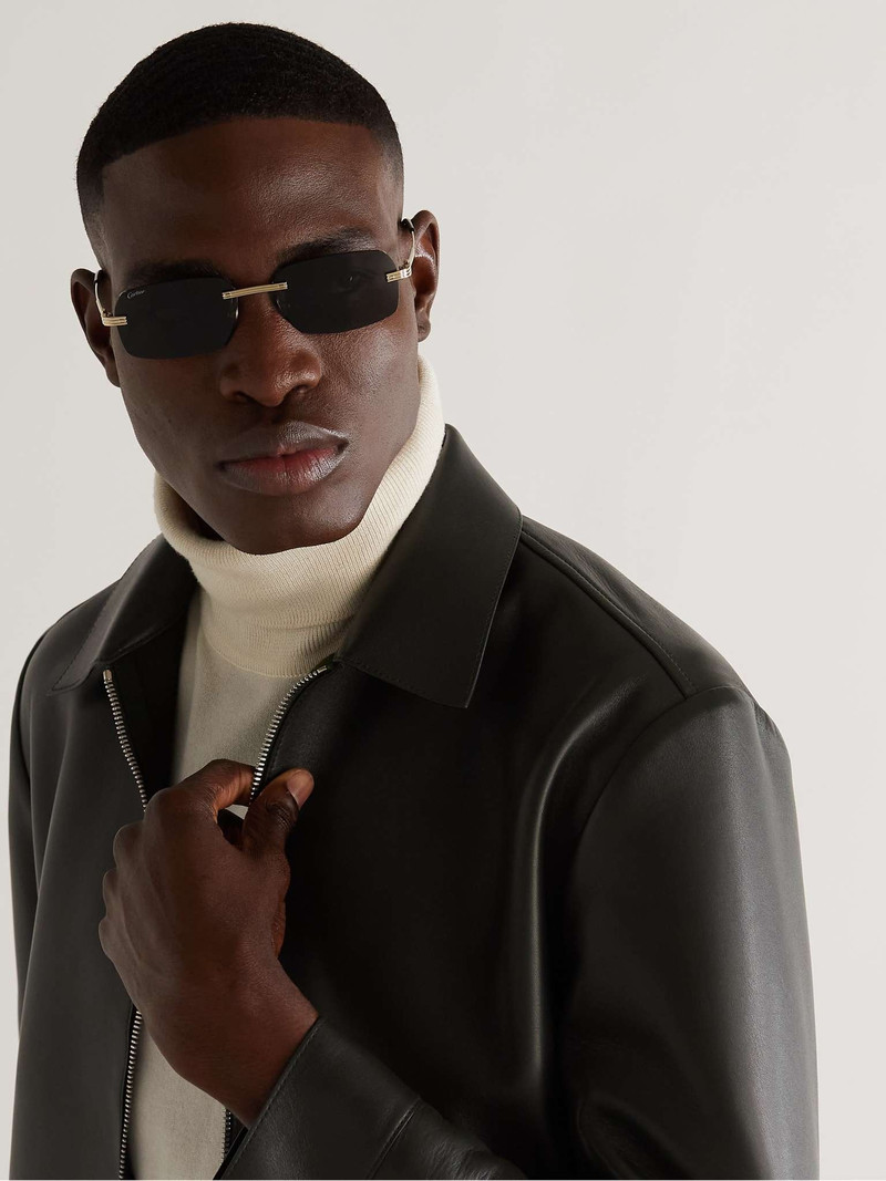 Cartier Rimless Rectangular-Frame Gold-Tone Sunglasses outlook