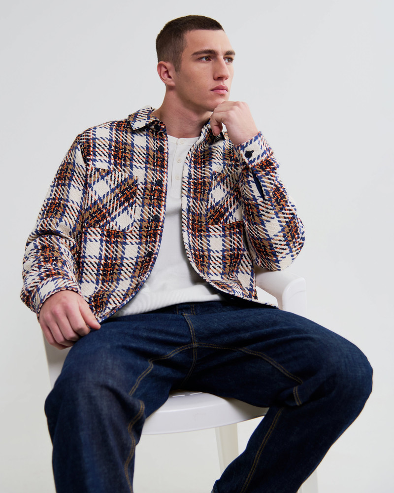 Whiting - Ecru And Multicolour Zoar Check Overshirt 3