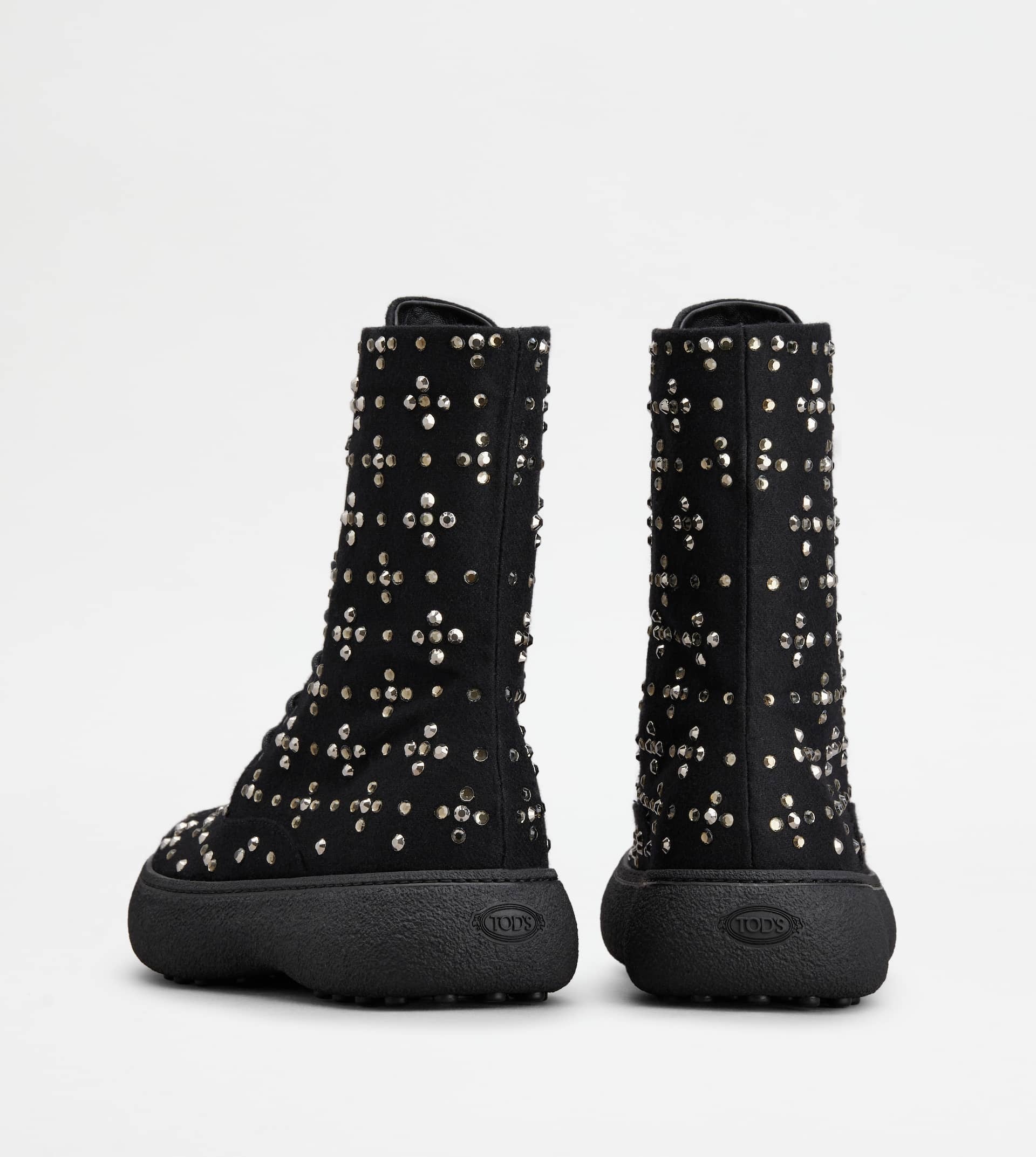 TOD'S W. G. LACE-UP ANKLE BOOTS IN FABRIC - BLACK - 2