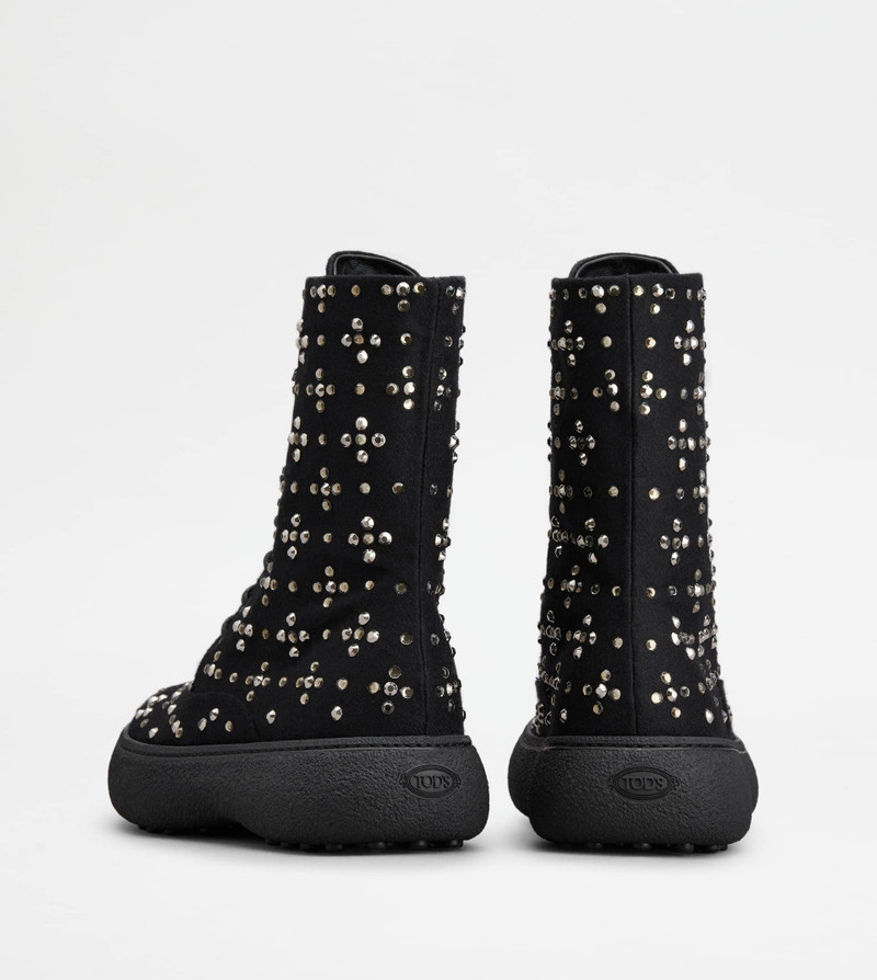 Tod's TOD'S W. G. LACE-UP ANKLE BOOTS IN FABRIC - BLACK outlook