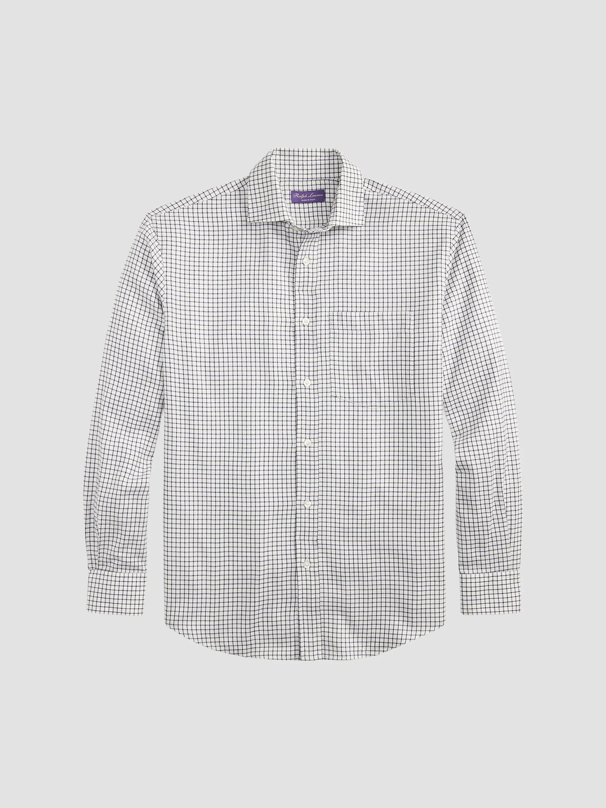 Men's Tattersall Twill Shirt - Cream Navy - 1