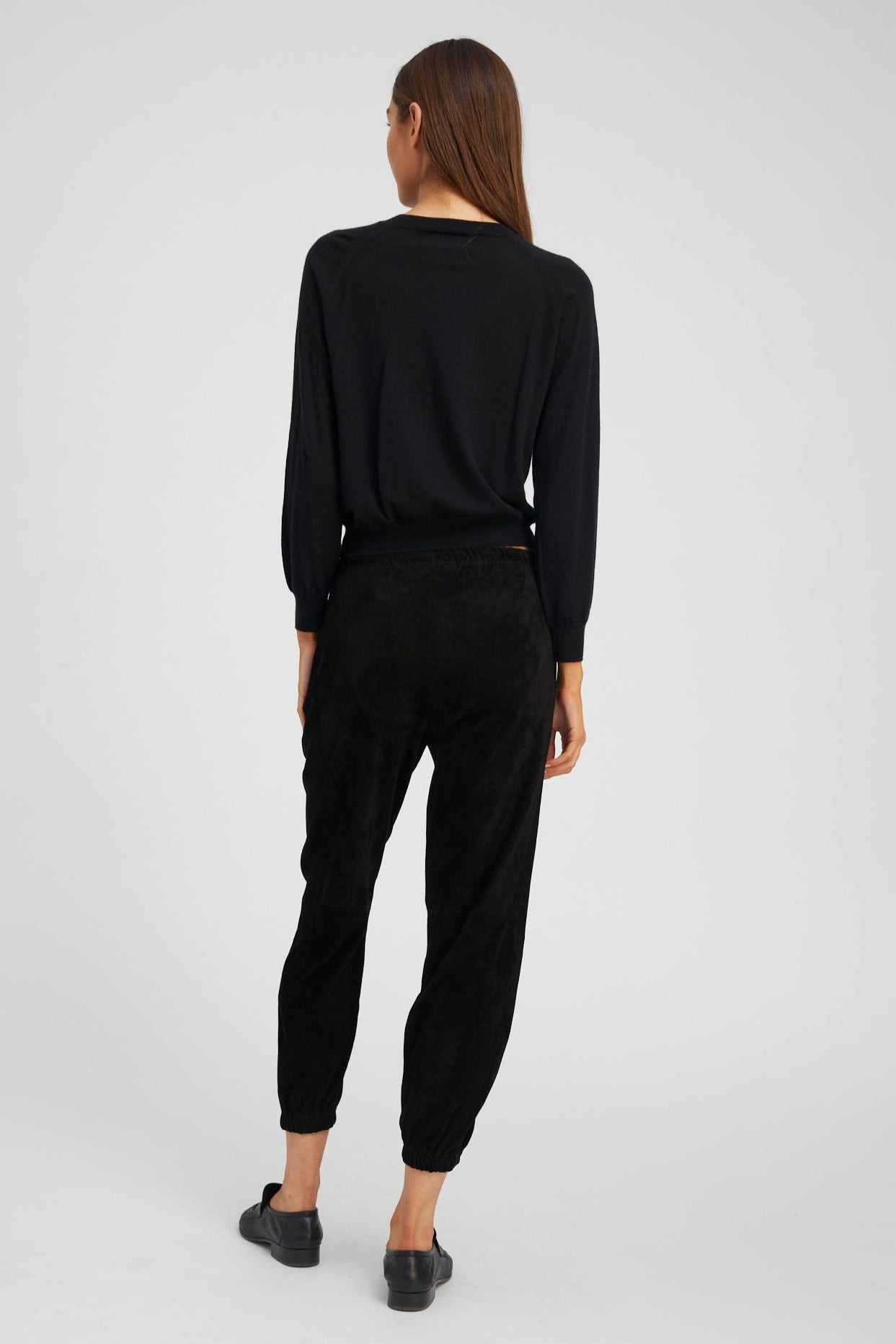 BLACK SUEDE SWEATPANTS - 4