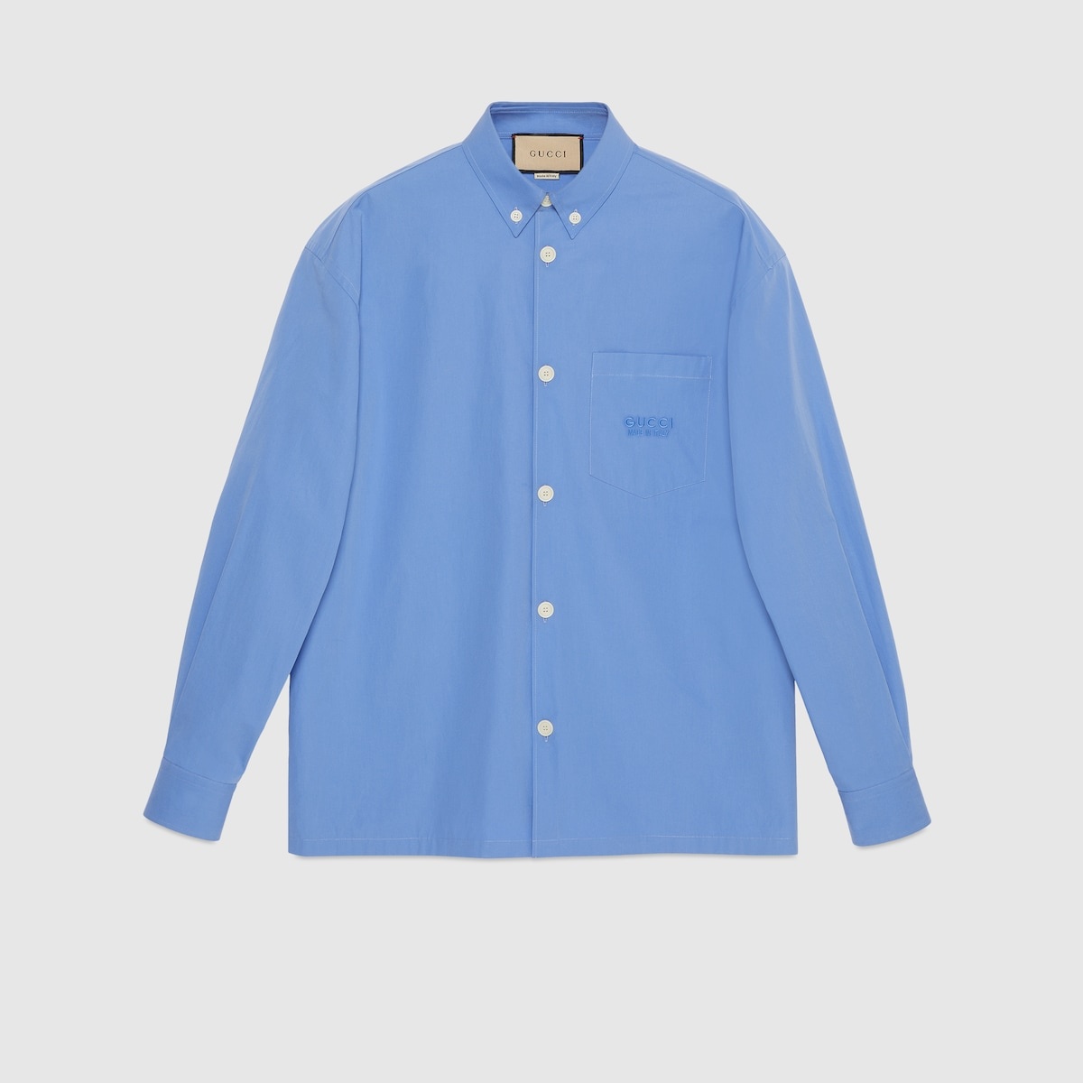 Cotton shirt with Gucci embroidery - 1