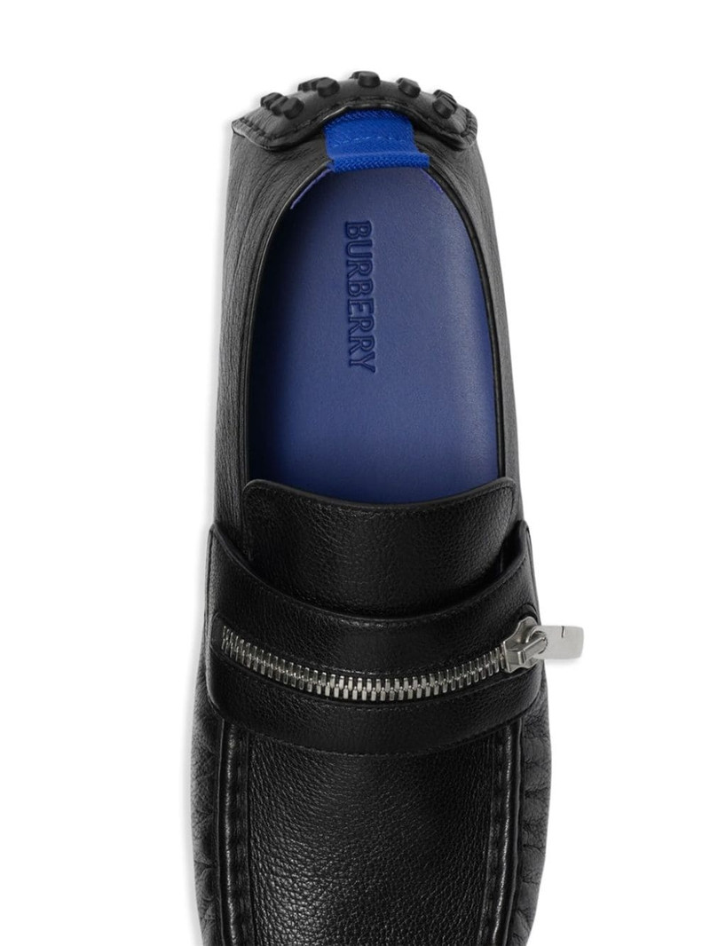 Burberry zip-detail leather loafers outlook
