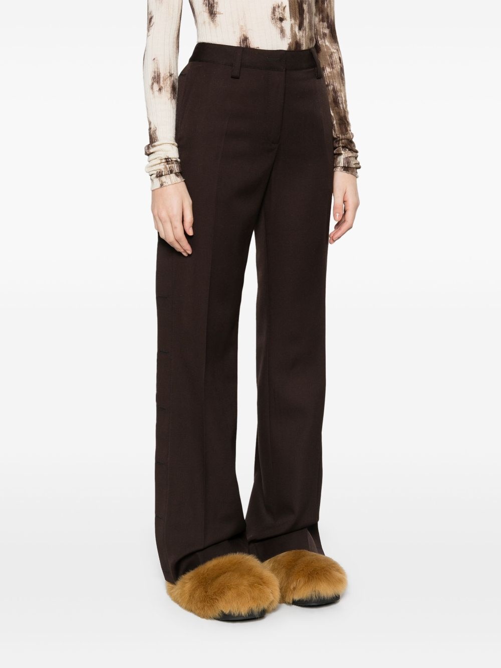 virgin-wool wide-leg trousers - 3