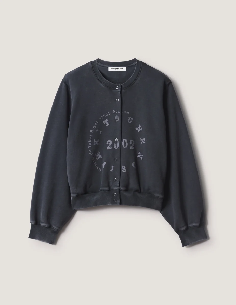 CIRCLE STAMP FADED FLEECE CARDIGAN - 1