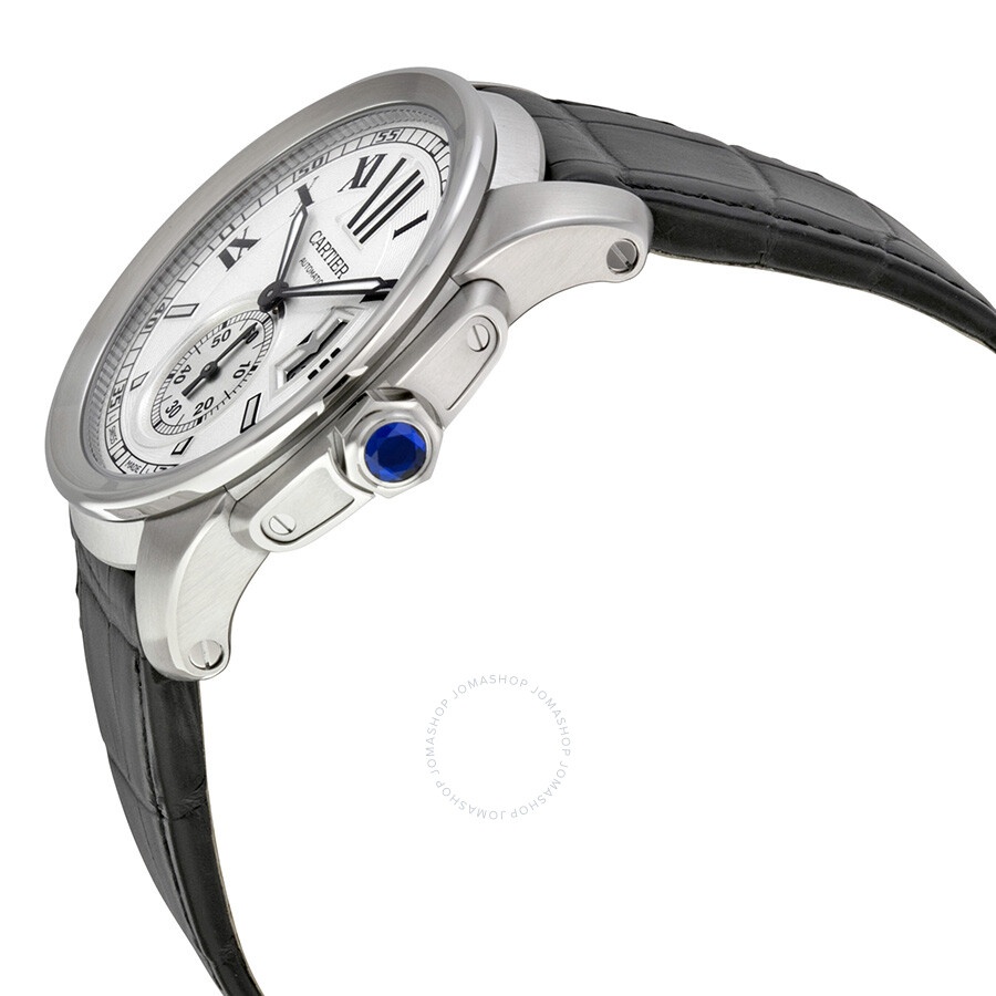 Cartier 42 mm  Calibre De Cartier Silver Dial Black Leather Men's Watch W7100037 - 2