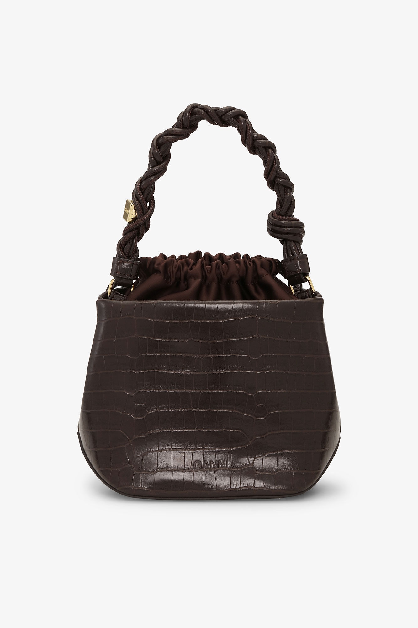 BROWN CROCO GANNI BOU BUCKET BAG - 3